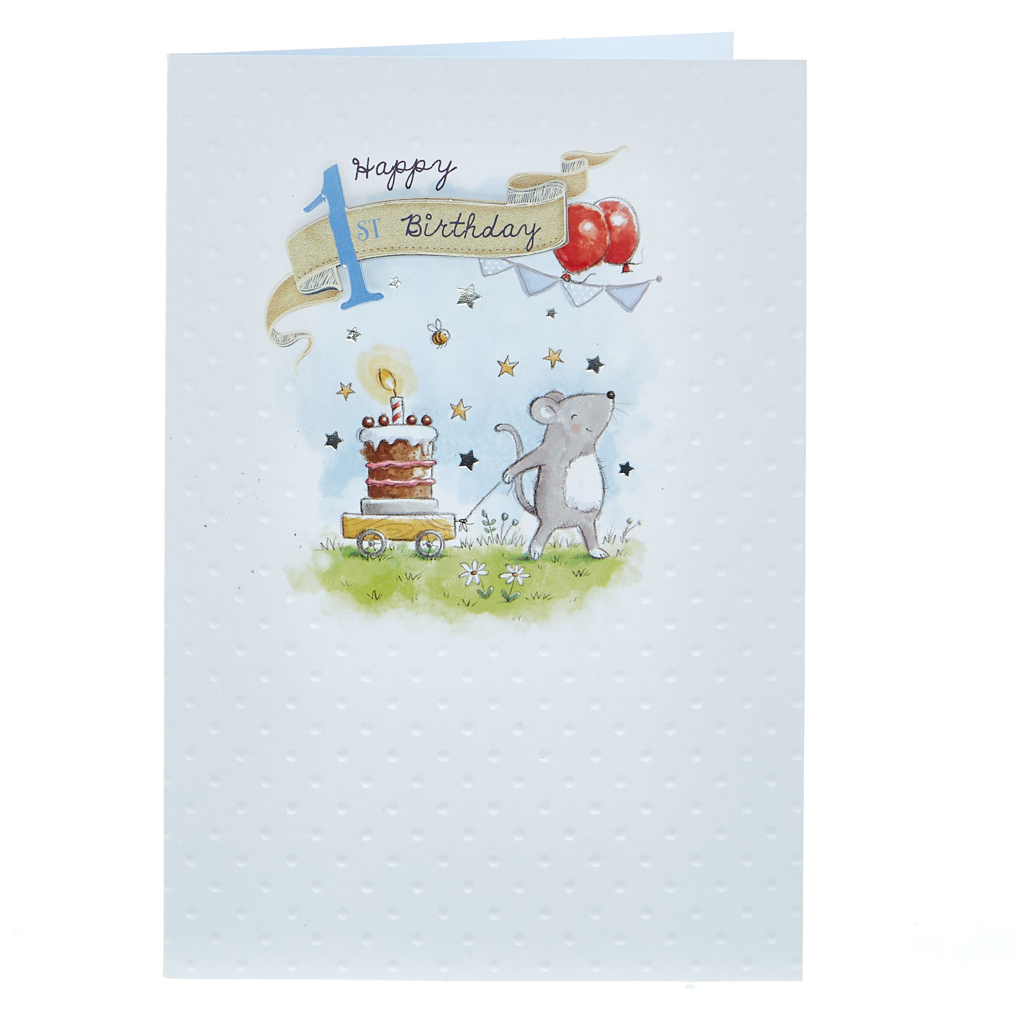 1st Birthday Card - Mouse & Cake