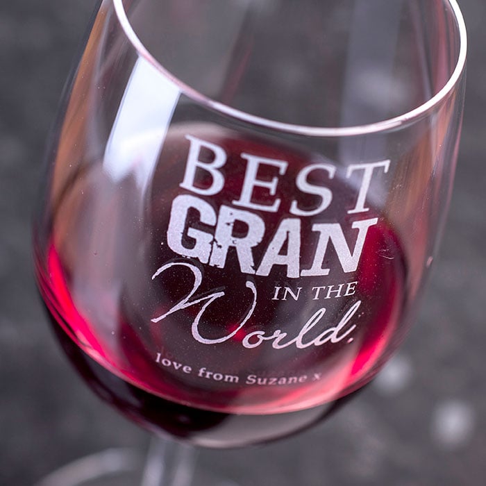 Personalised Best Gran In The World Wine Glass