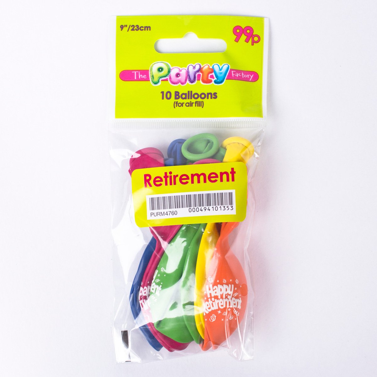 Multicoloured Happy Retirement Small Latex Balloons, Pack Of 10
