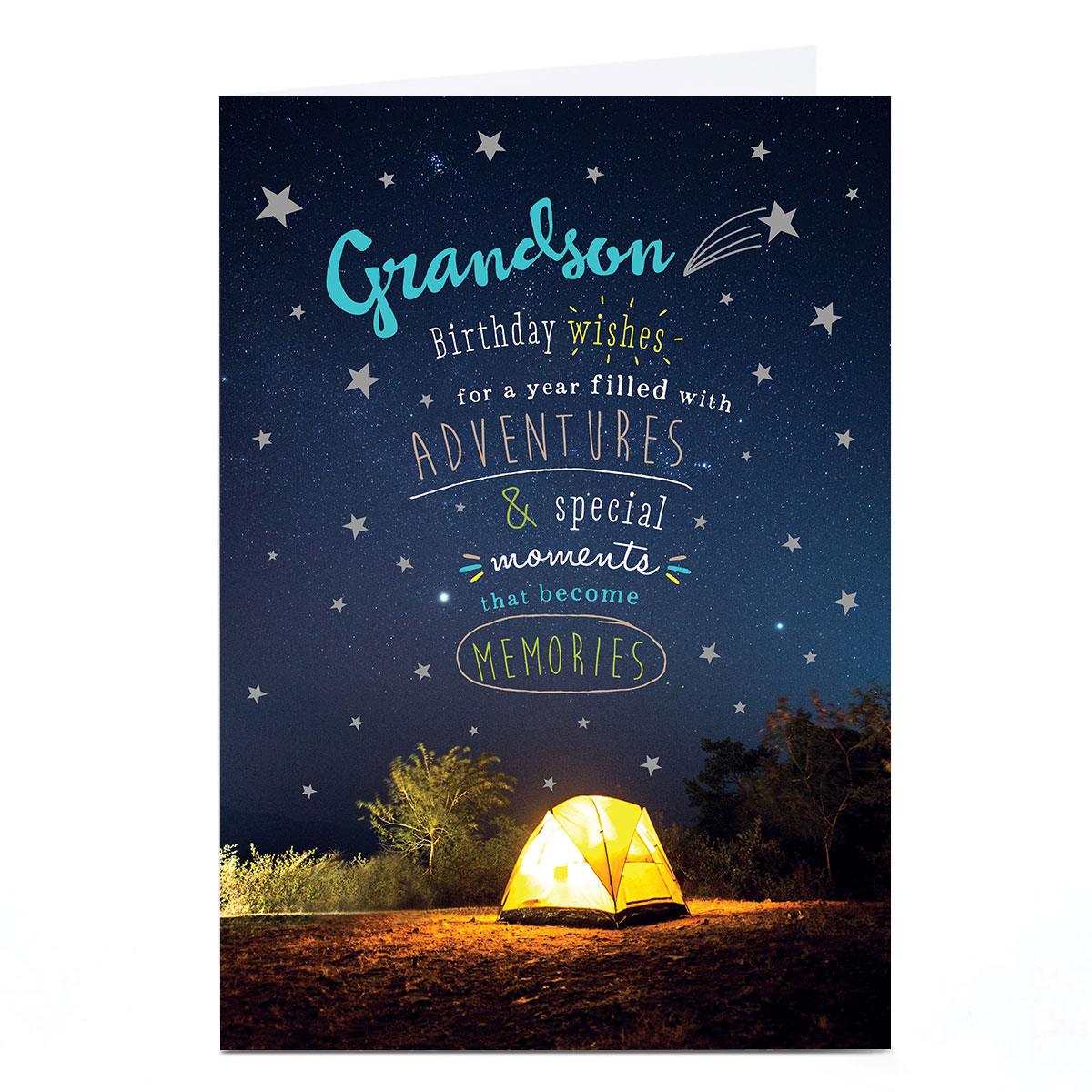 Personalised Birthday Card - Camping Adventures, Grandson