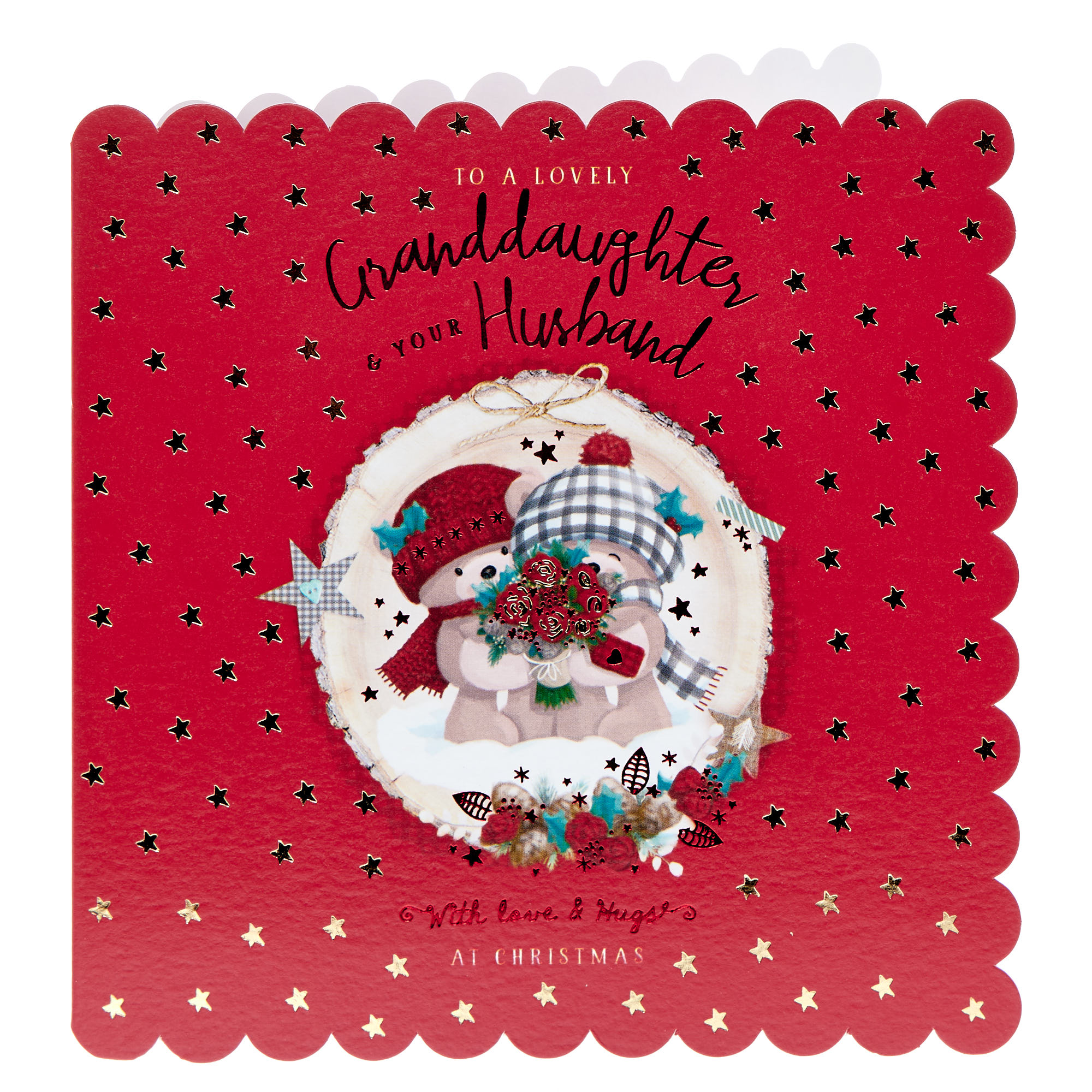 Hugs Granddaughter & Husband Christmas Card
