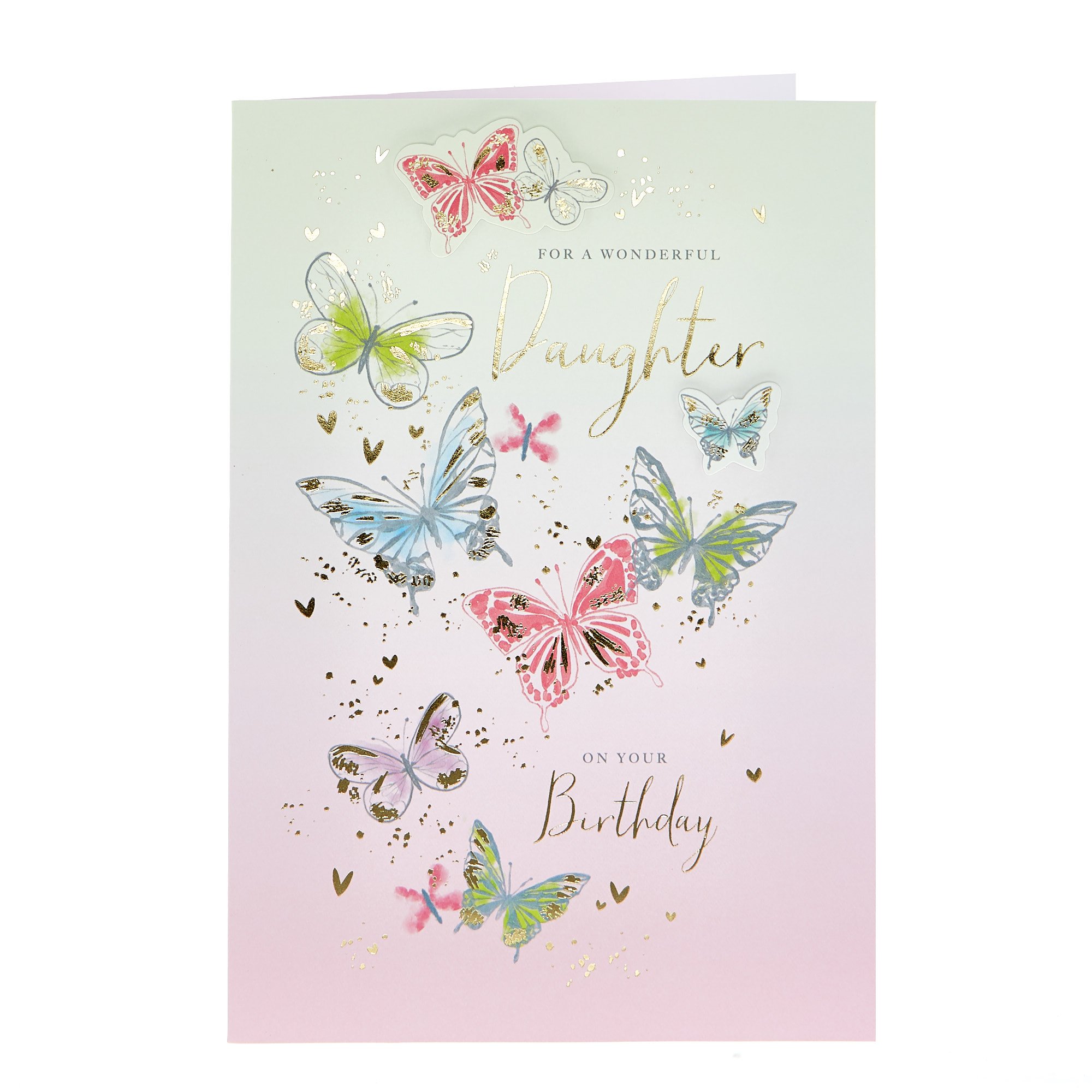 Birthday Card - Wonderful Daughter Butterflies 