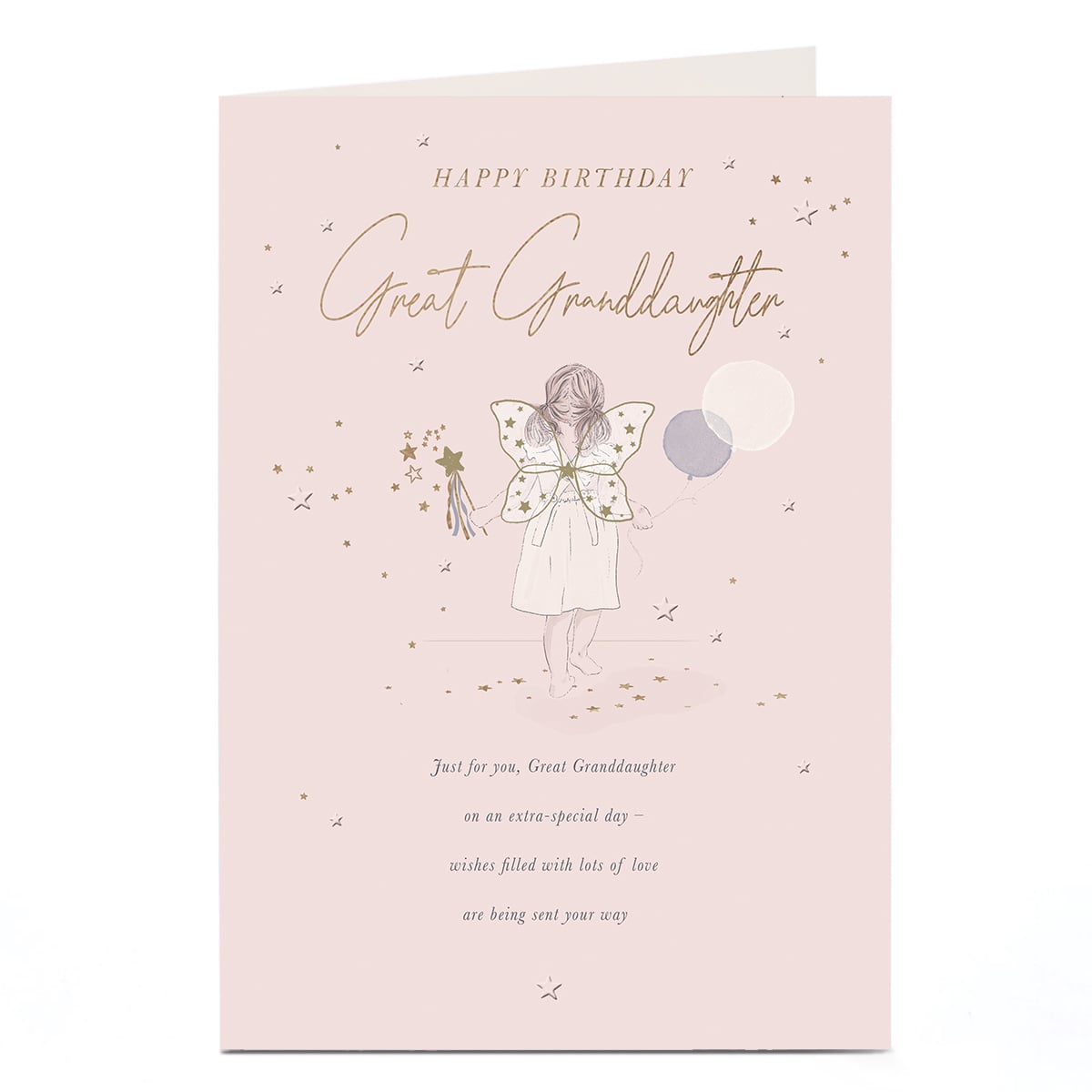 Birthday Card - Little Girl with Wings, Great Granddaughter