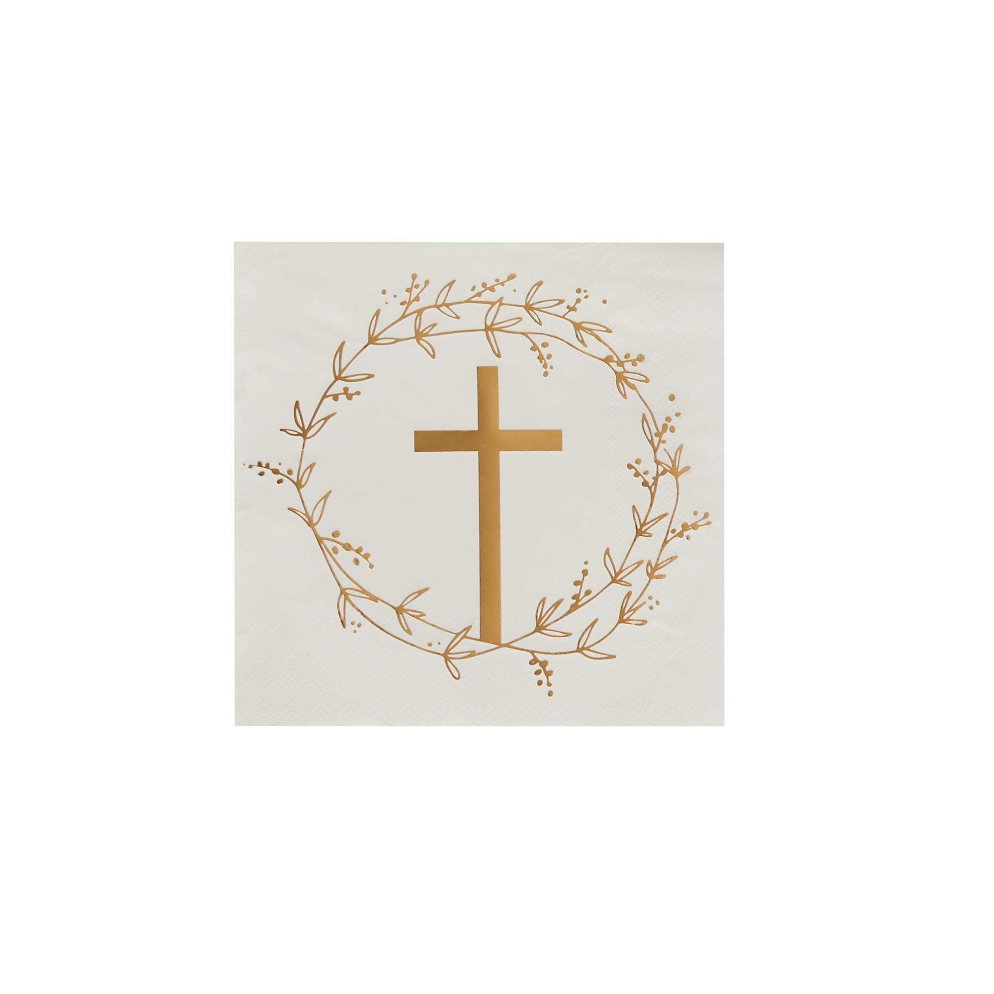 Gold Cross Paper Napkins - Pack of 16