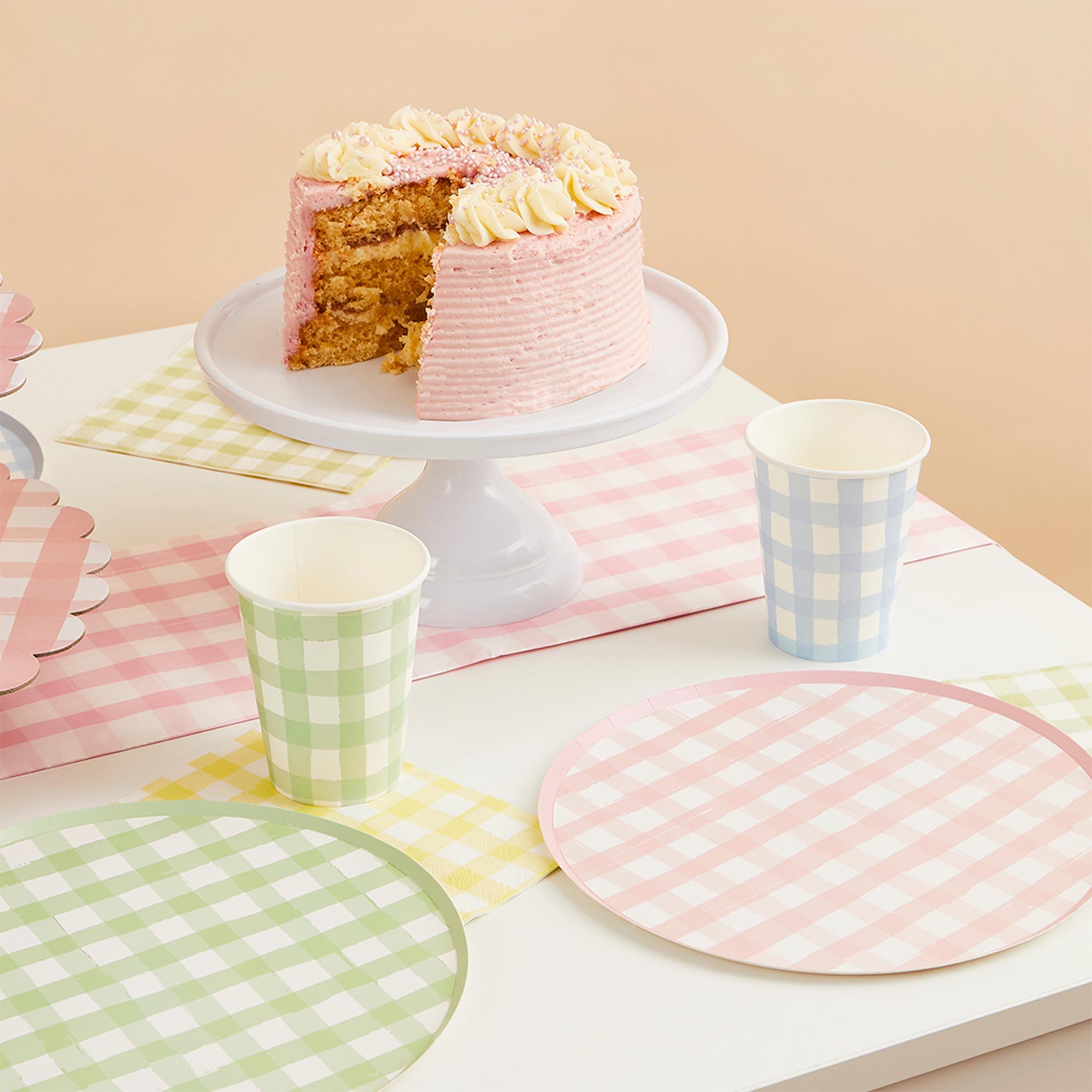 Gingham Paper Cups - Pack of 8