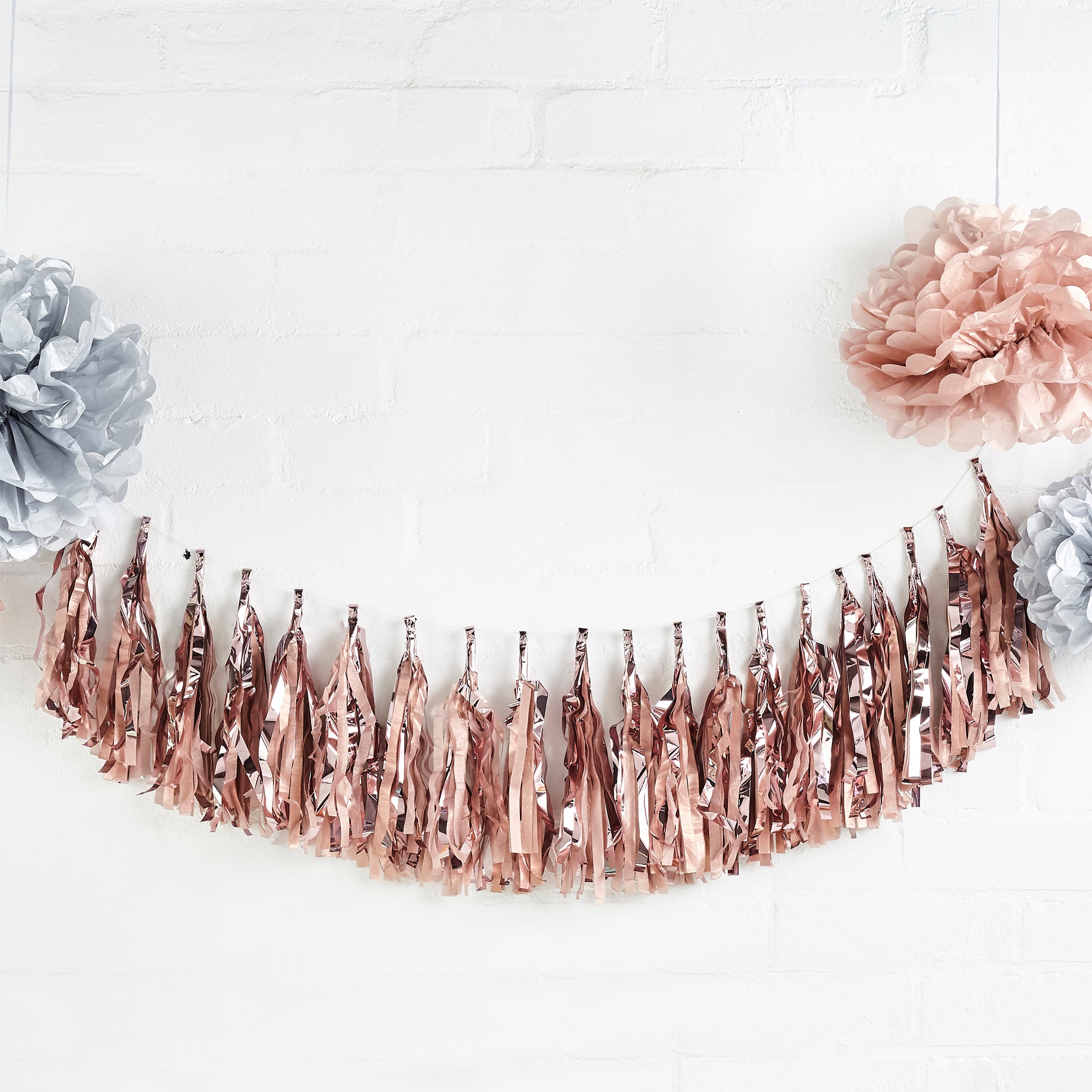 Metallic Rose Gold Tassel Garland 2m