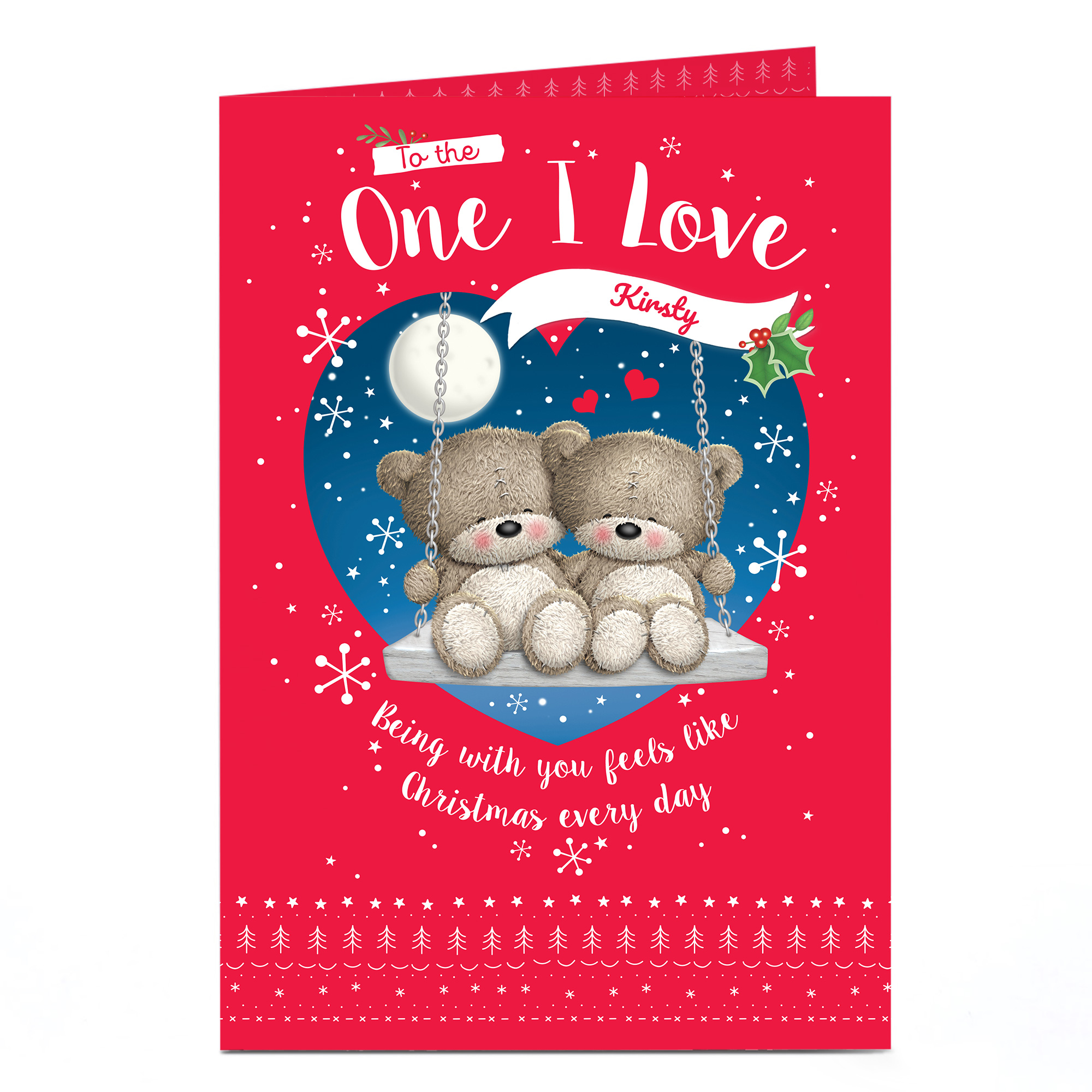 Personalised Christmas Card - Hugs Bear, To The One I Love