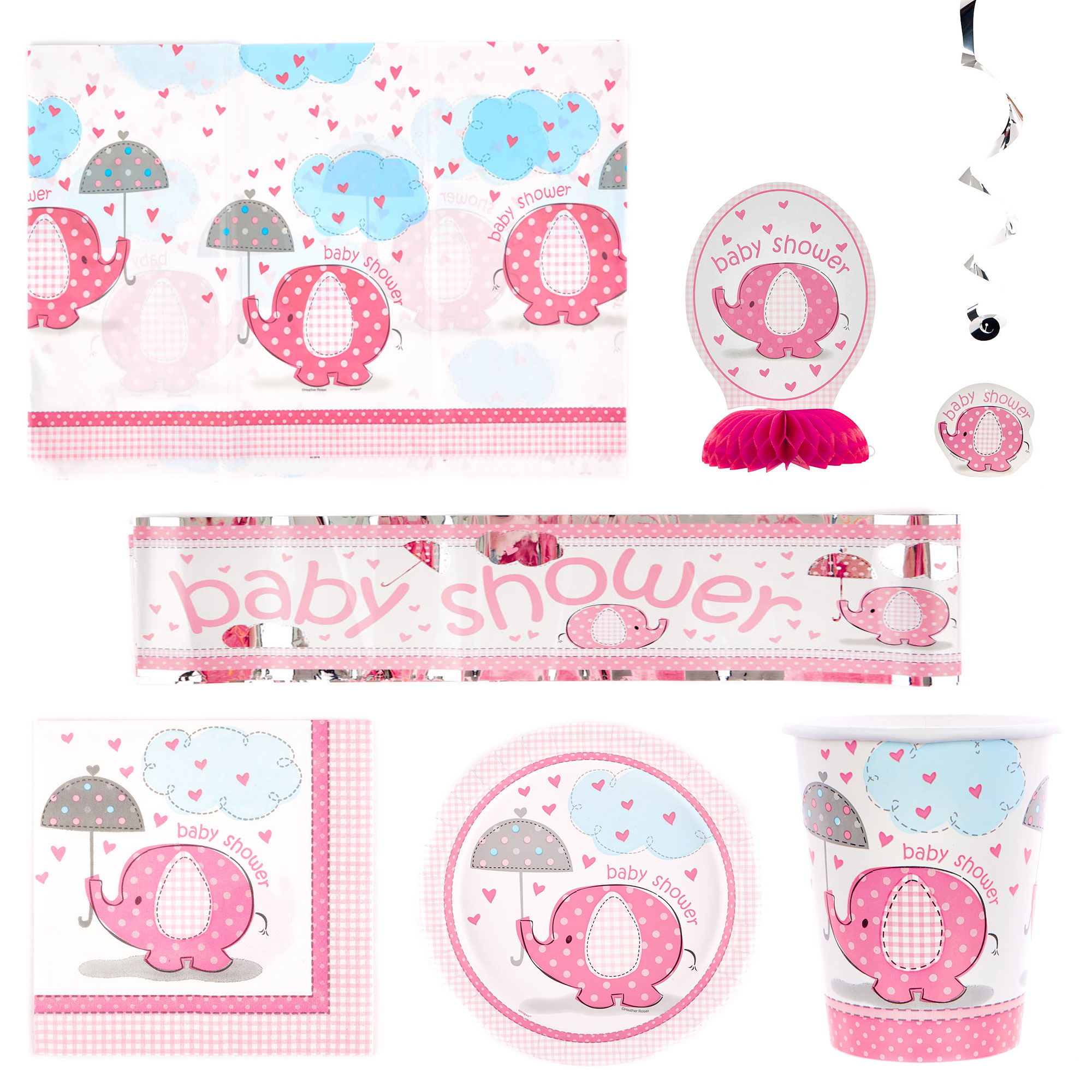 Pink Baby Shower Party Tableware & Decoration Bundle - 16 Guests