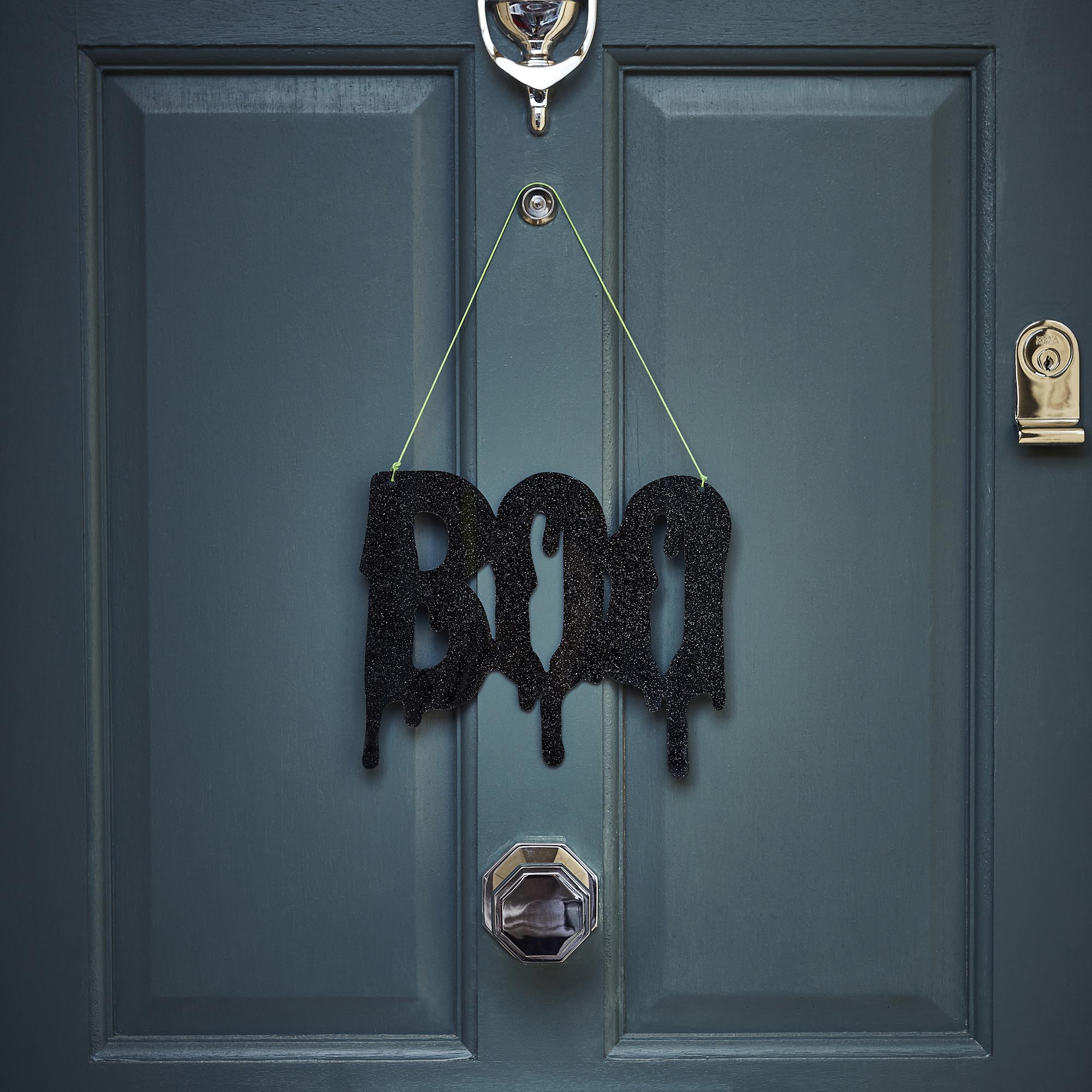 Halloween Boo Black Glitter Acrylic Sign