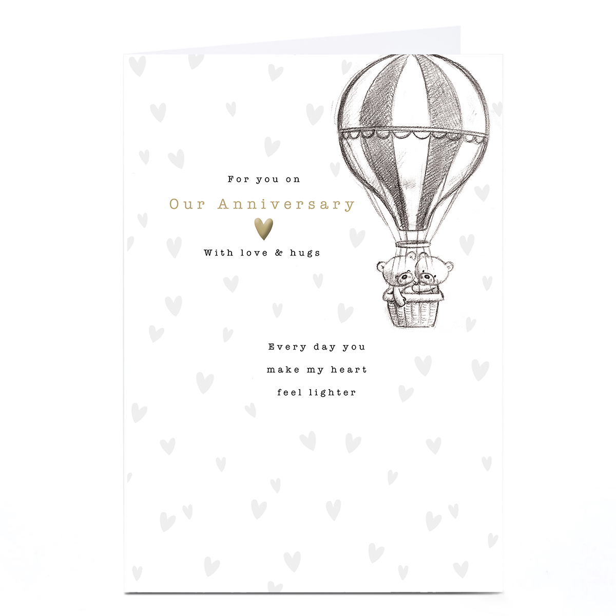 Hugs Anniversary Card - You Make My Heart Lighter Hot Air Balloon
