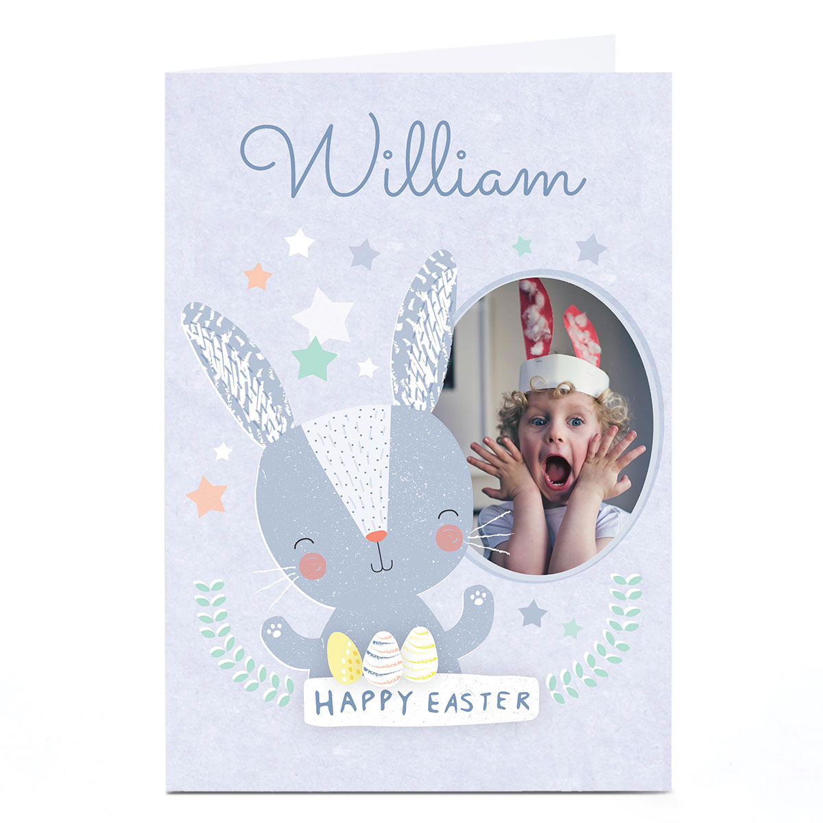Photo Juniper & Rose Easter Card - Blue Bunny