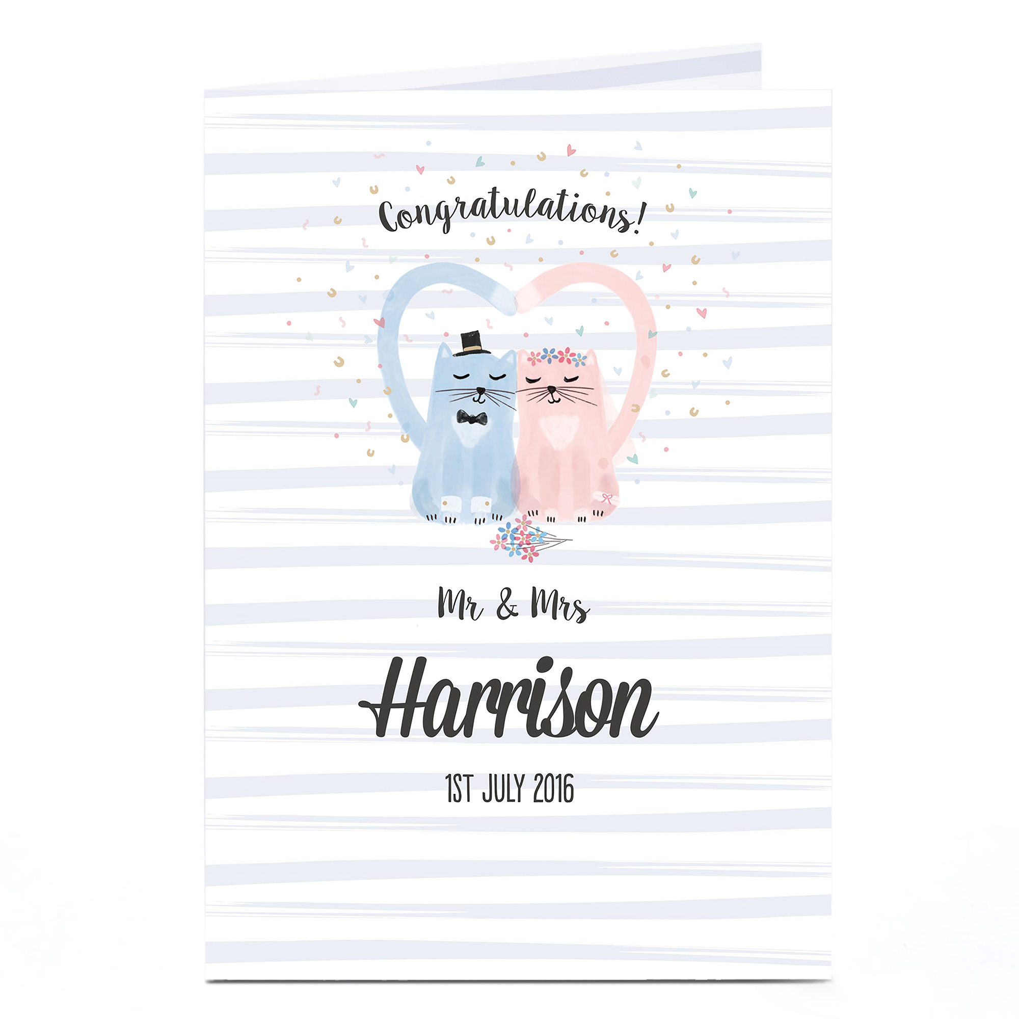Personalised Wedding Card - Confetti Cats