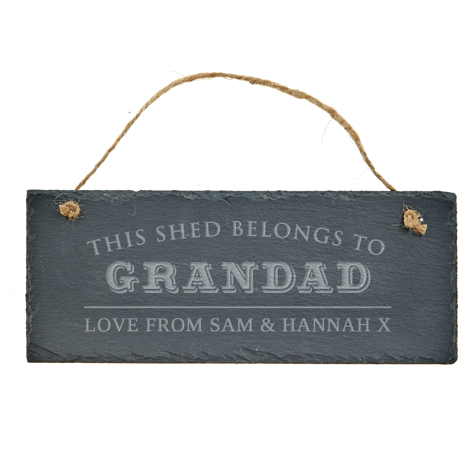 Personalised Engraved Hanging Slate Sign - Grandad's Shed