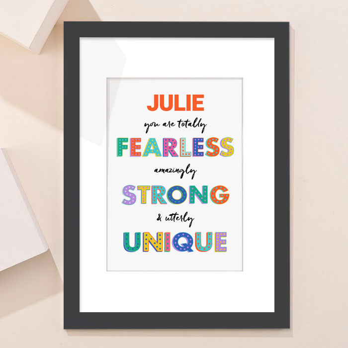 Personalised Fearless Strong Unique Portrait Print