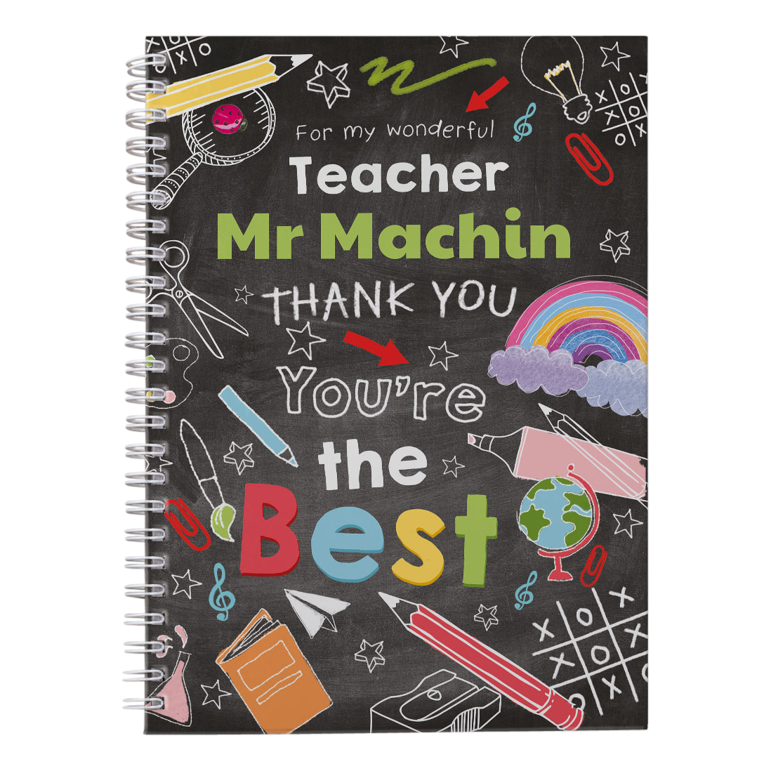 Personalised Thank You Teacher Notebook - Chalkboard, You're The Best