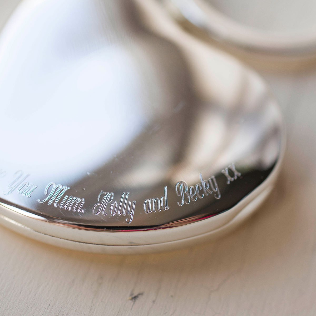 Engraved Photo Heart Locket Key Ring