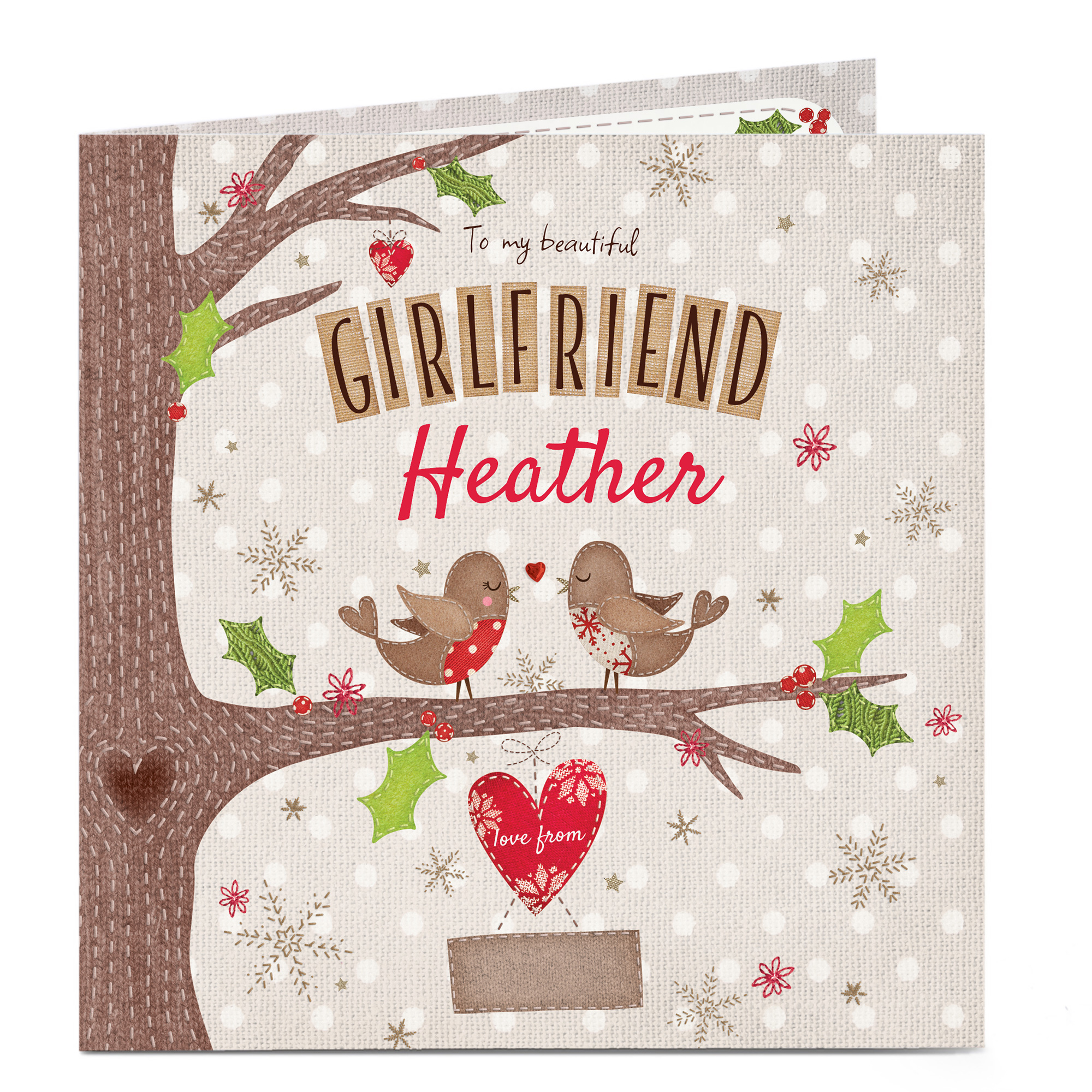 Personalised Christmas Card - Birds in a Tree Girlfriend