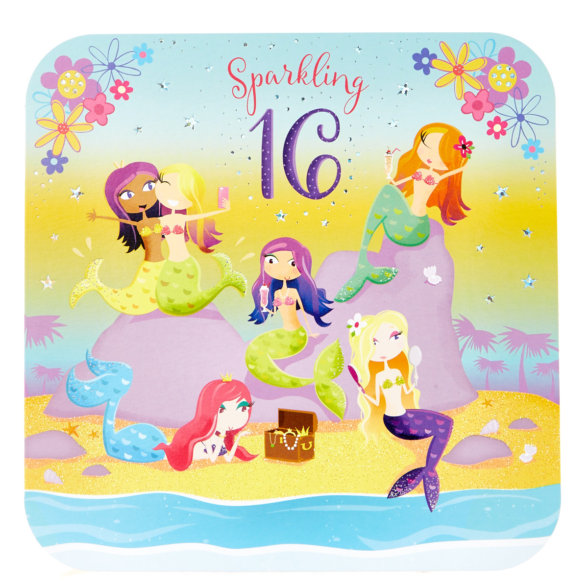 Platinum Collection 16th Birthday Card - Mermaids