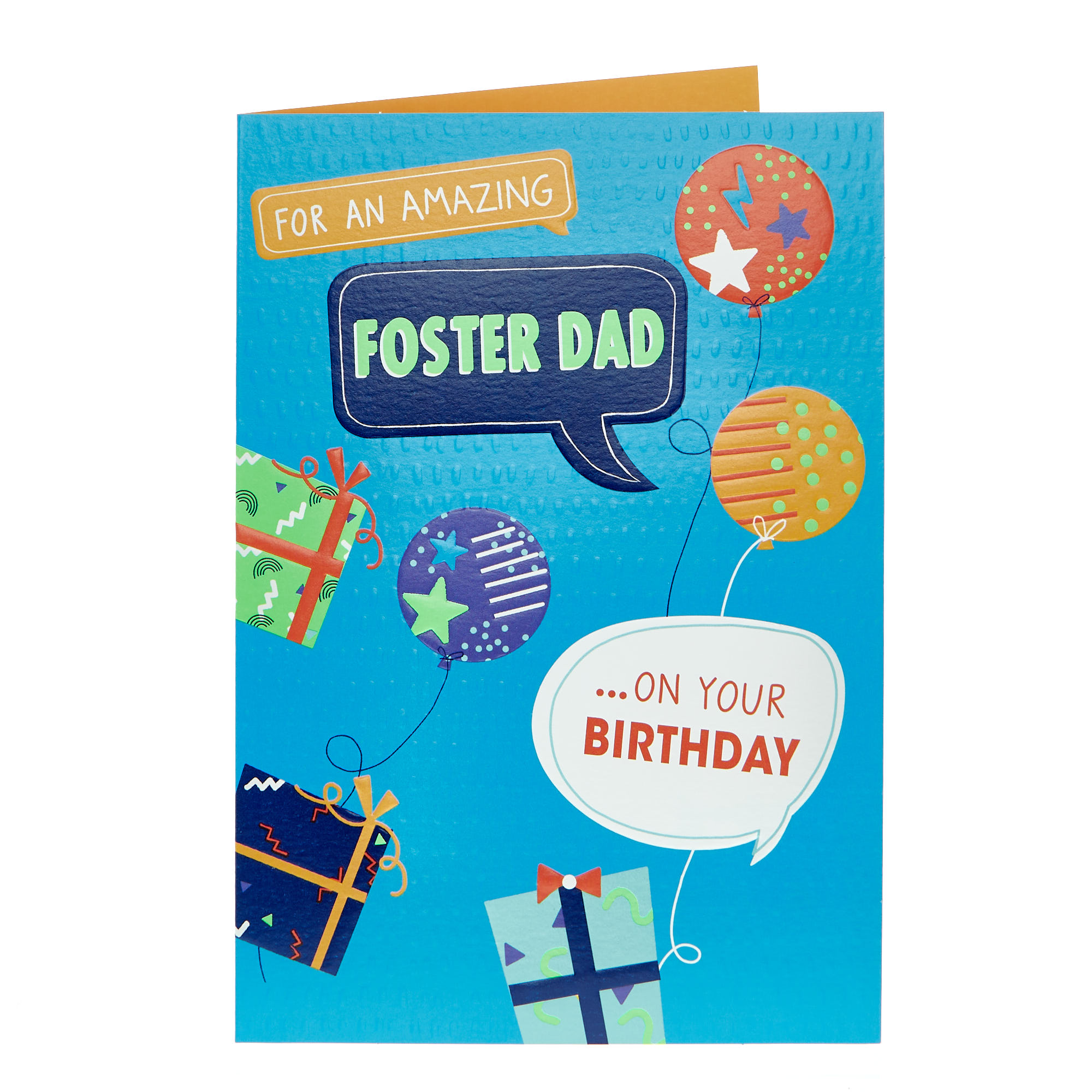 Foster Dad Neon Balloons Birthday Card
