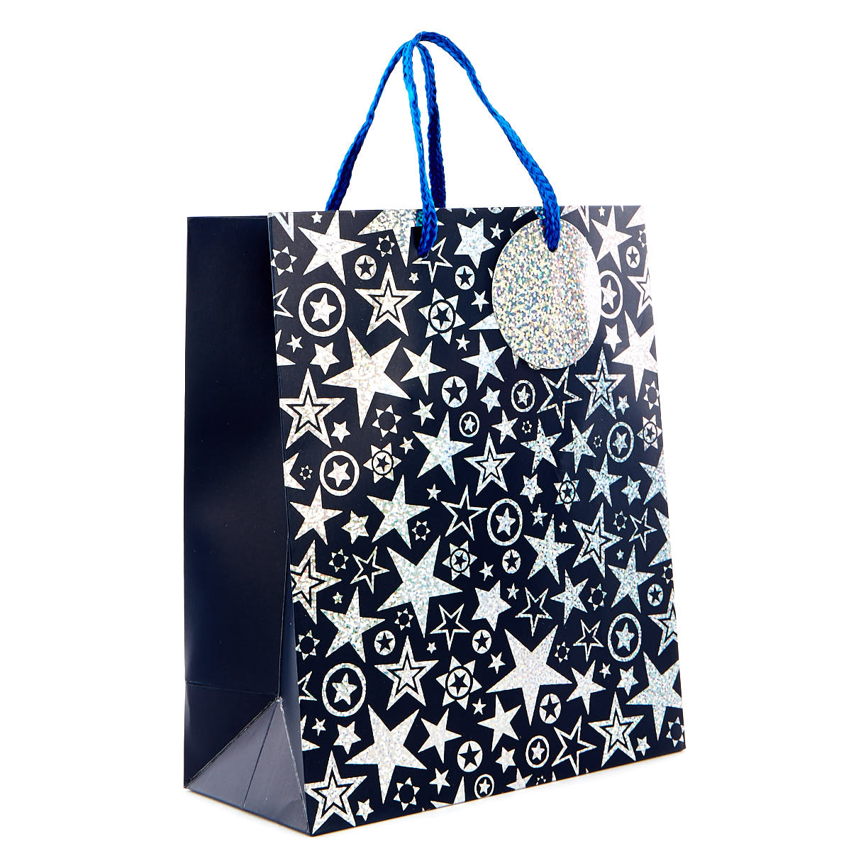 Medium Portrait Blue & Silver Gift Bag With Stars