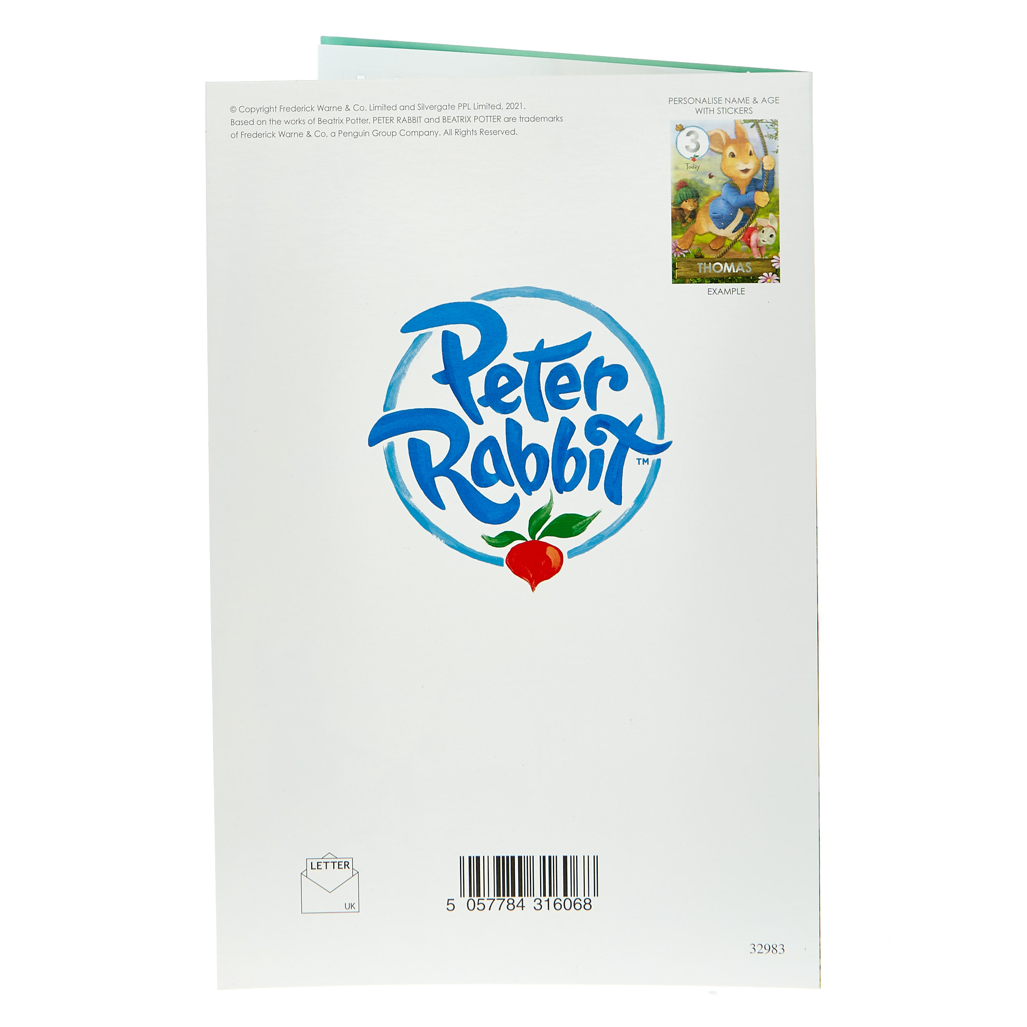 Peter Rabbit Birthday Card - Name & Age Stickers 