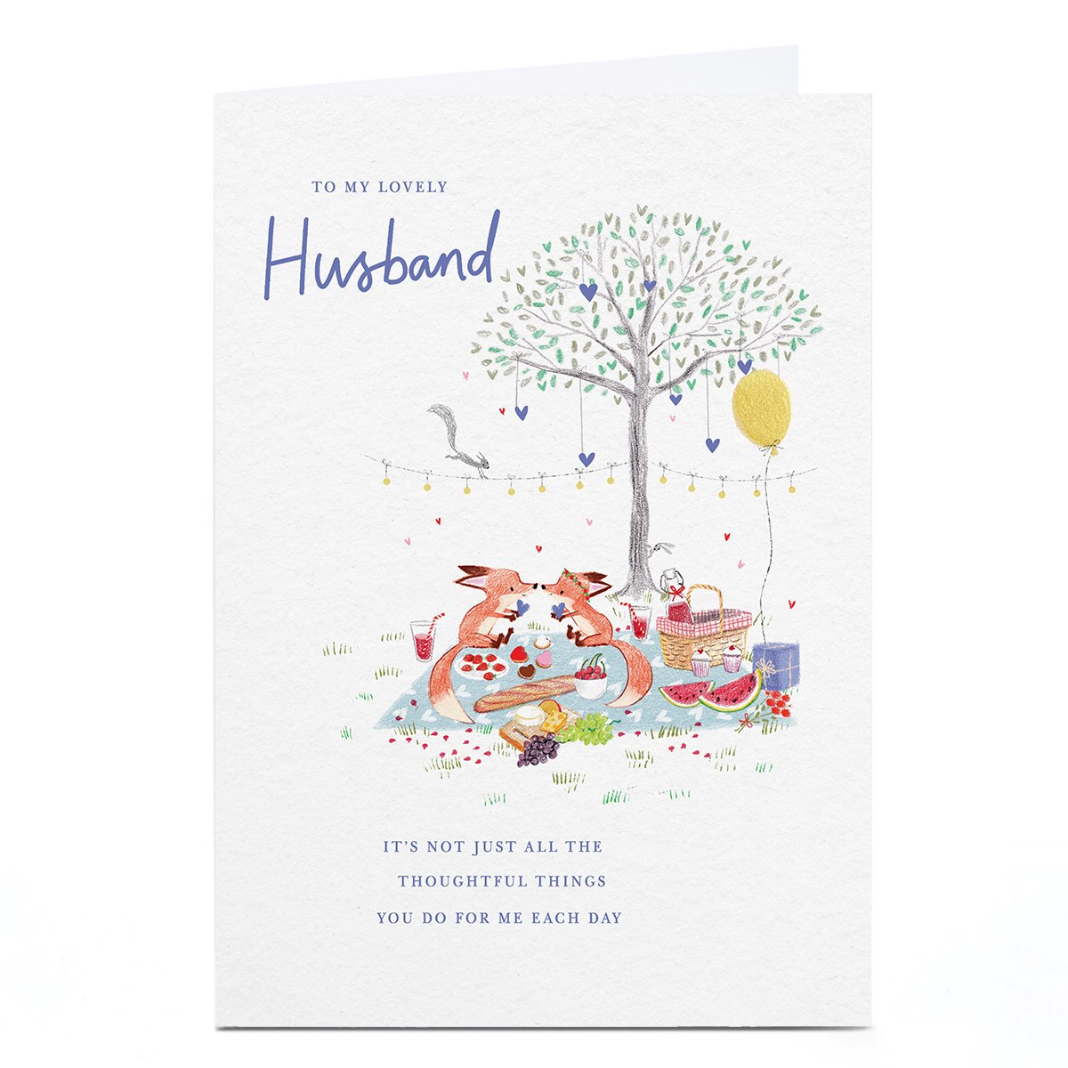 Birthday Card - Foxes Picnic, Husband