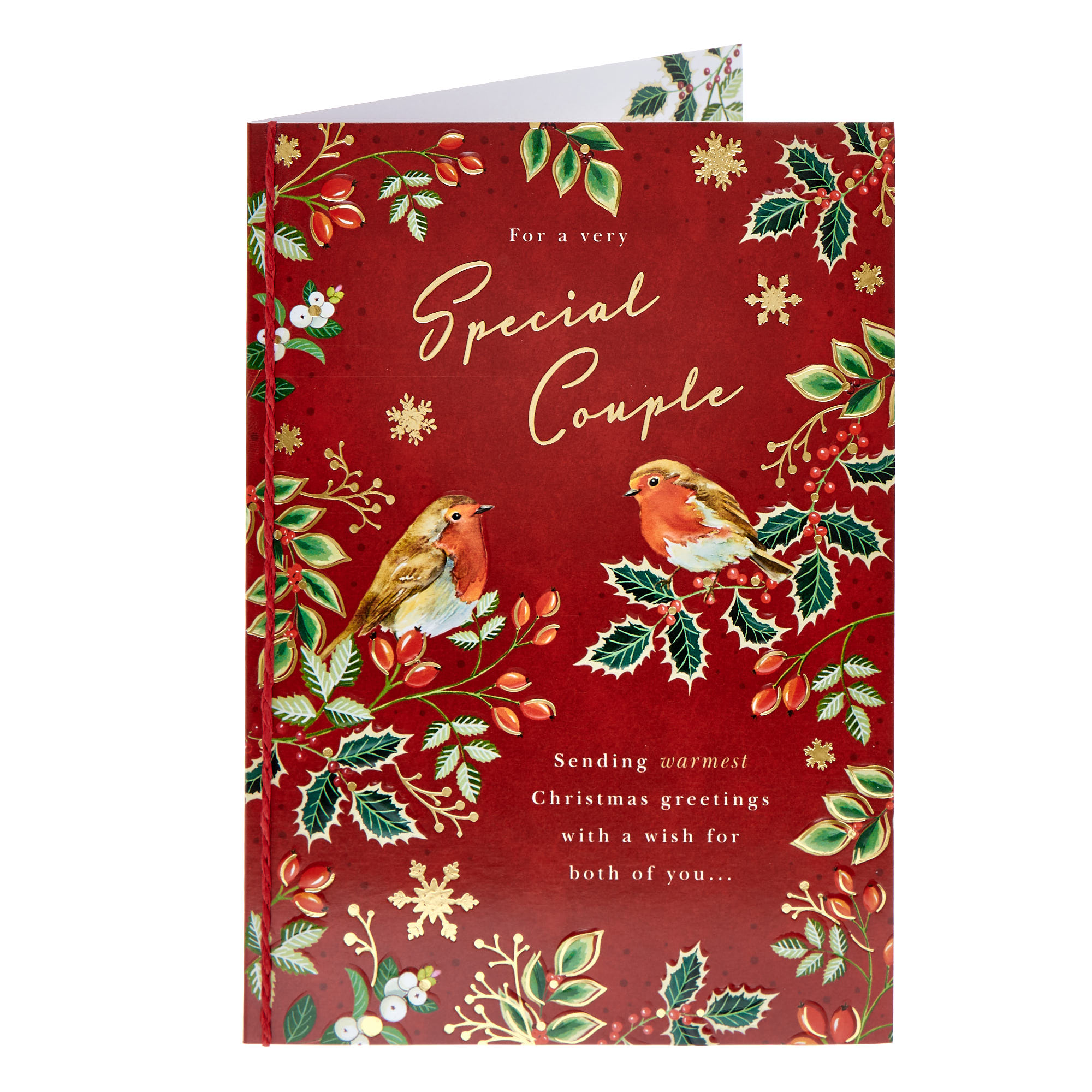 Special Couple Robins & Holly Christmas Card