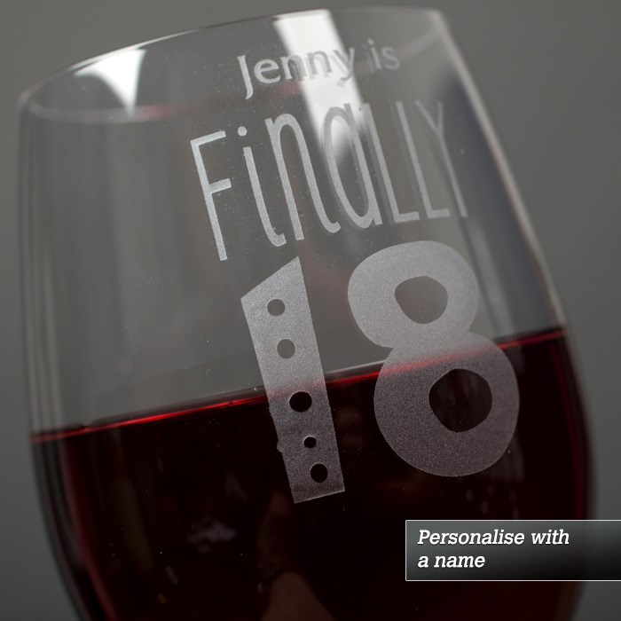 Personalised Finally 18 Wine Glass