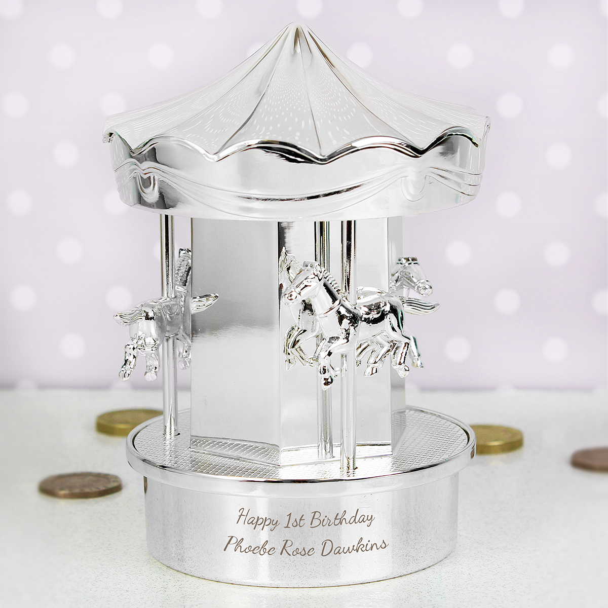 Personalised Carousel Money Box - Any Message