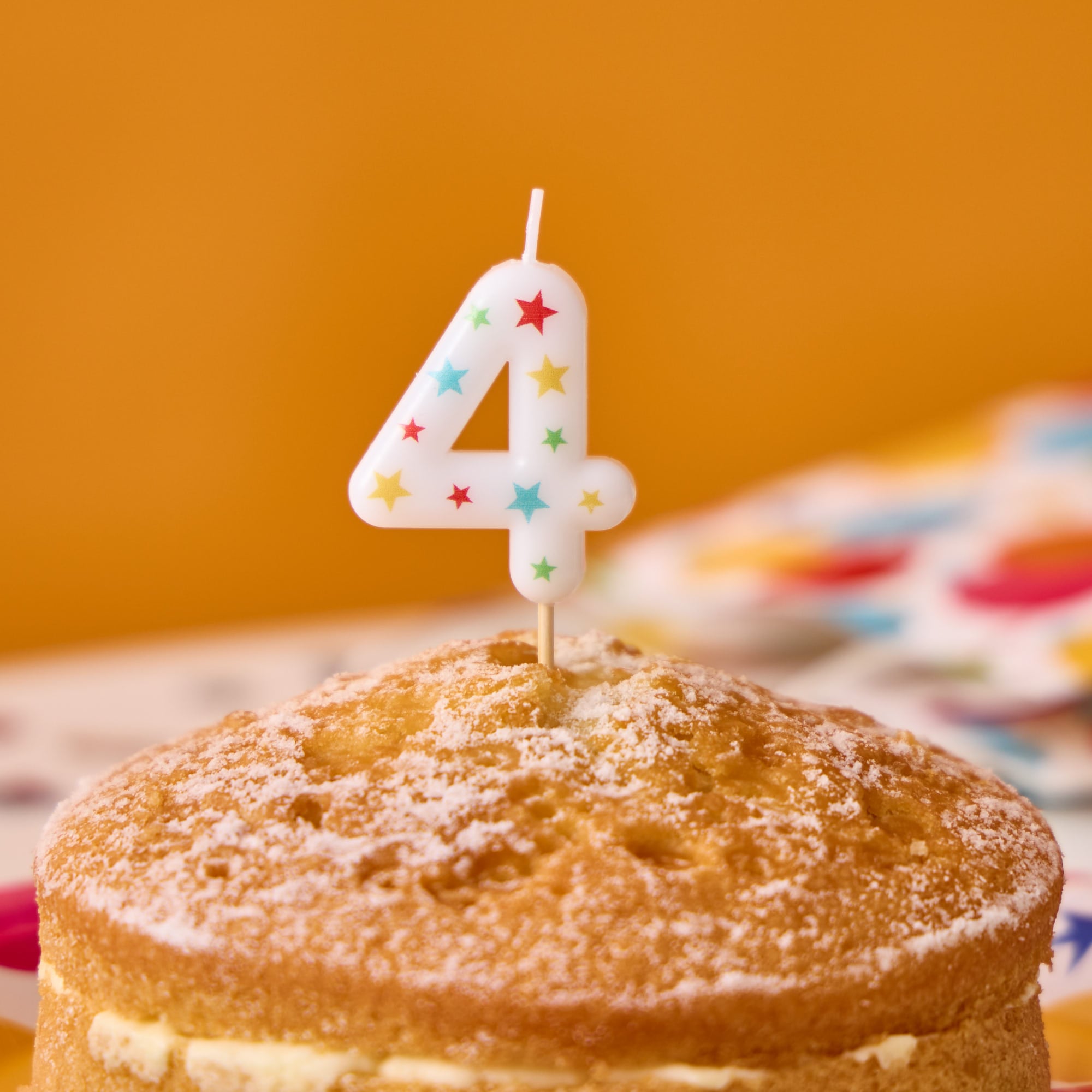 Star Print Number 4 Cake Candle