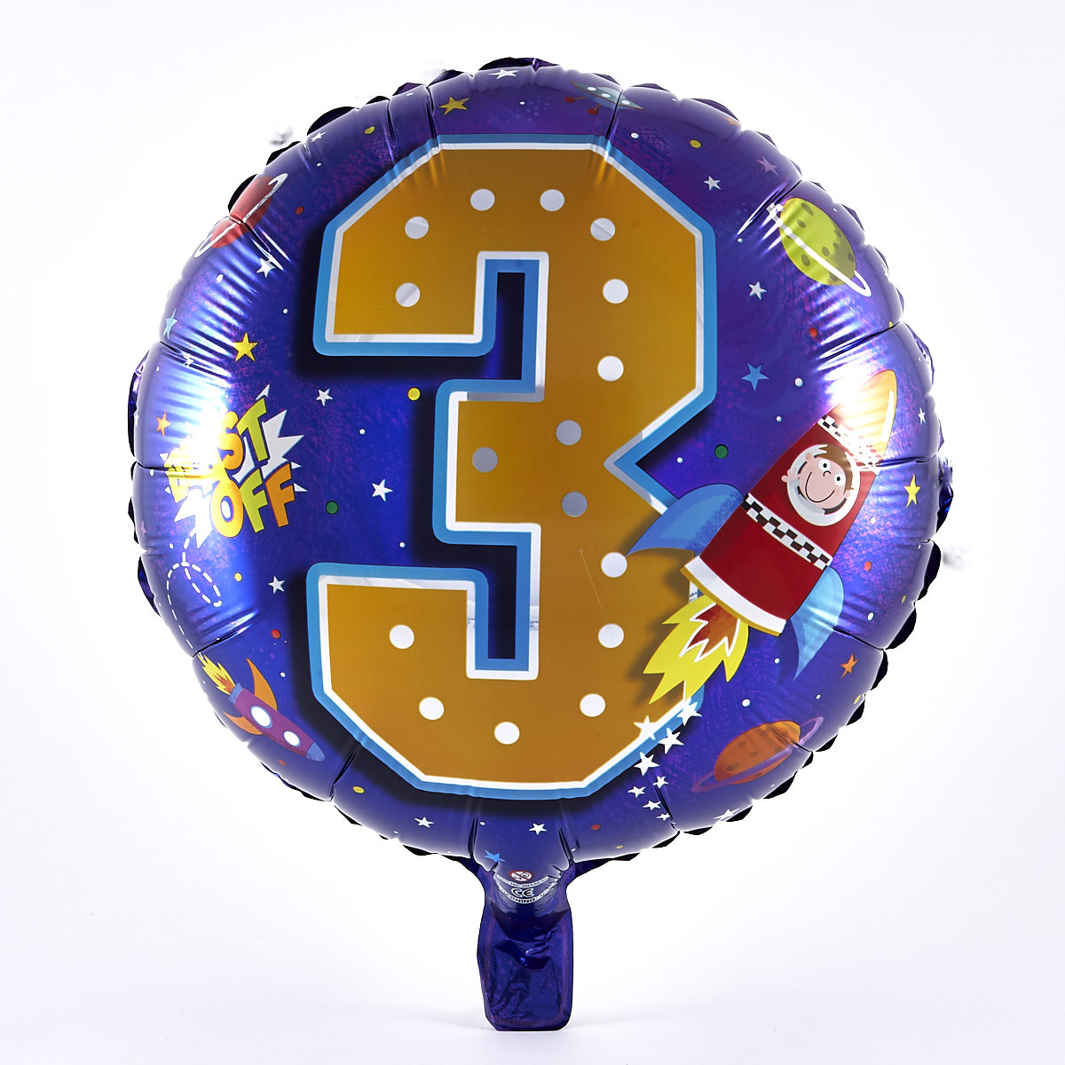3rd Birthday Space Scene Foil Helium Balloon