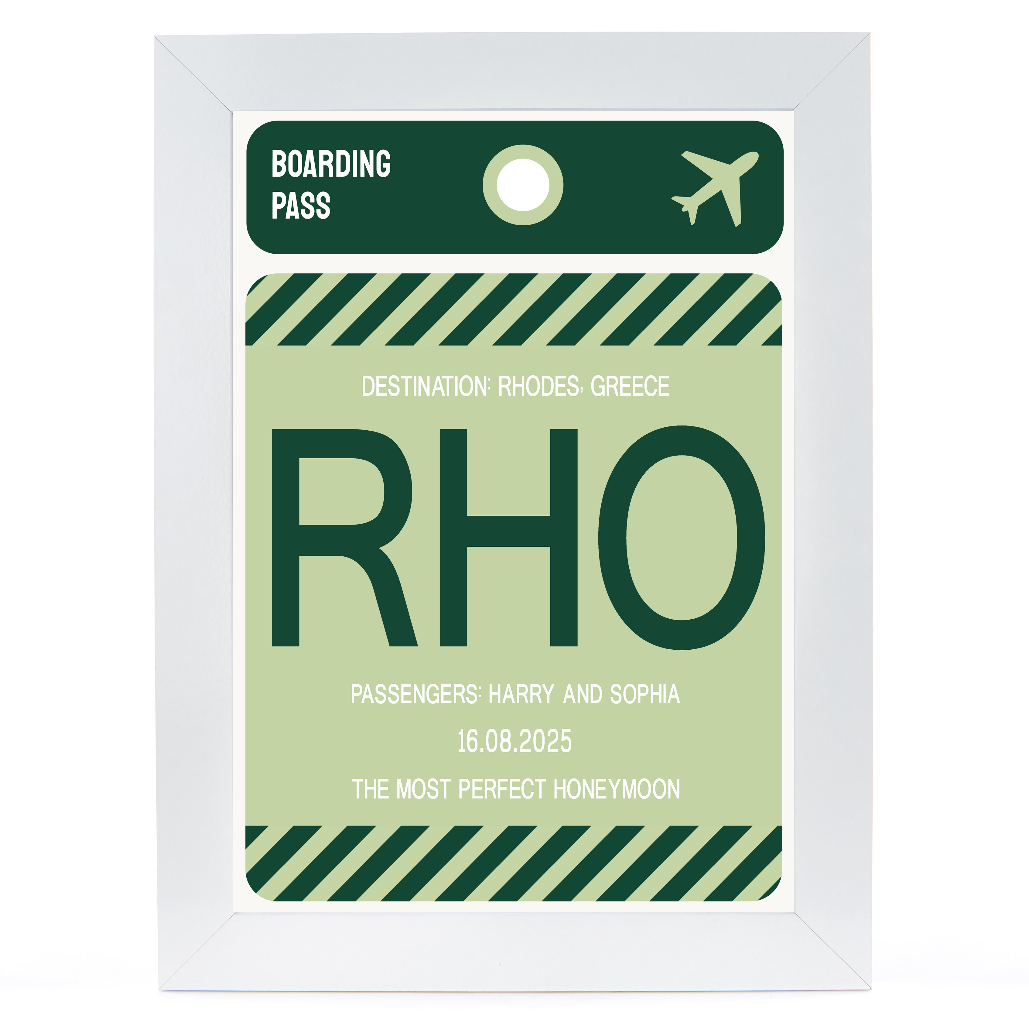 Personalised Wall Art - Green Boarding Pass