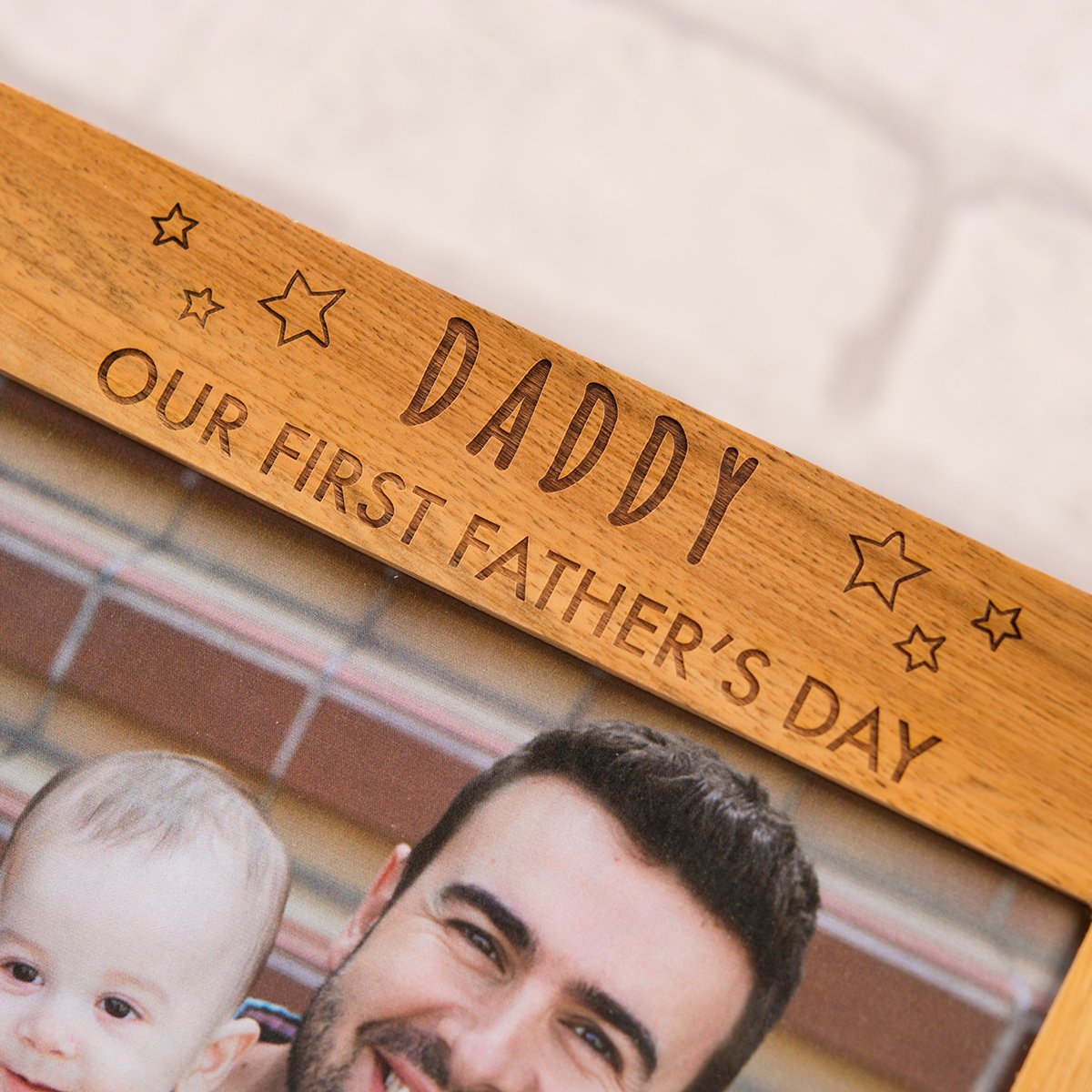 Personalised Engraved Wooden Picture Frame - Our First Father's Day