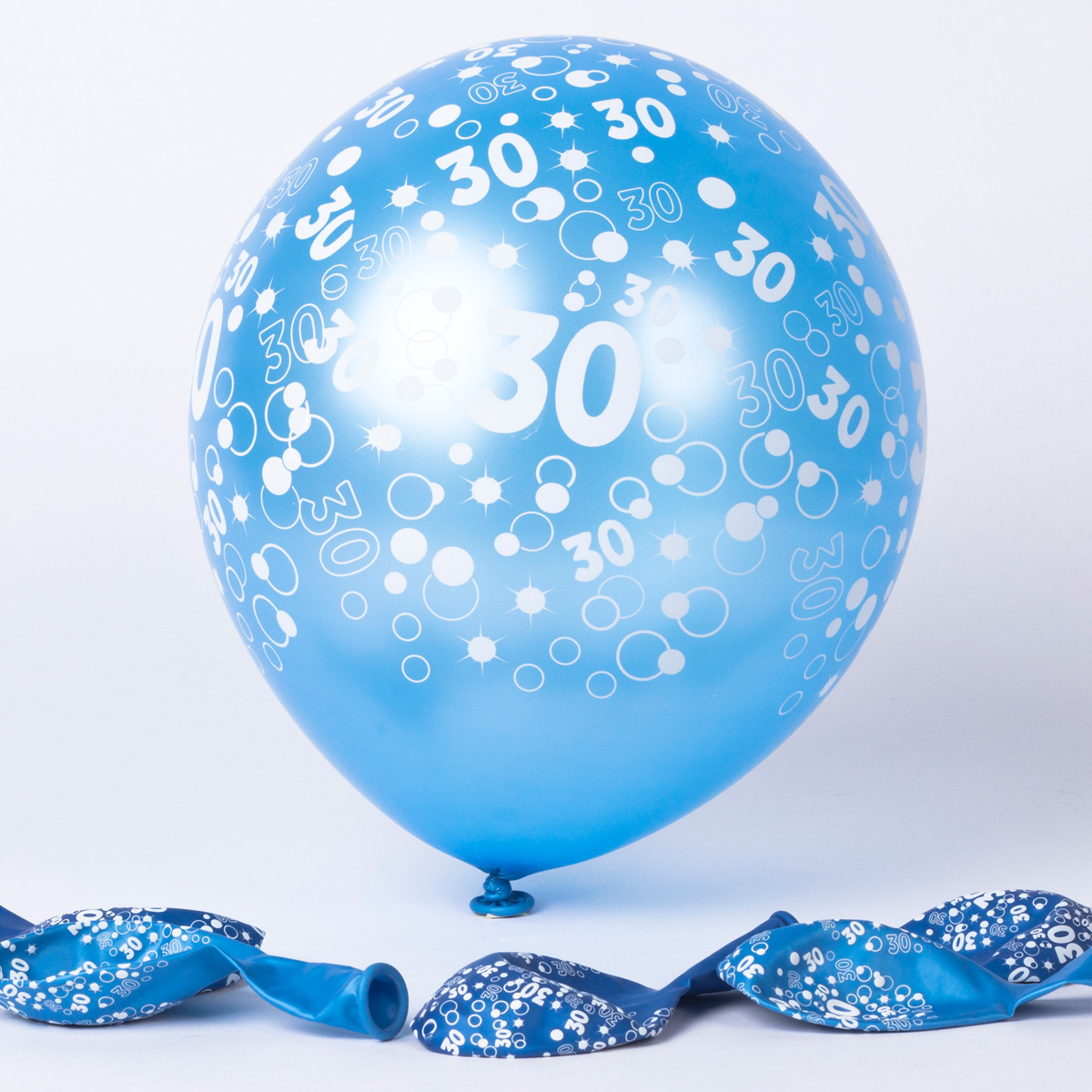 Metallic Blue 30th Birthday Latex Balloons - Pack Of 6