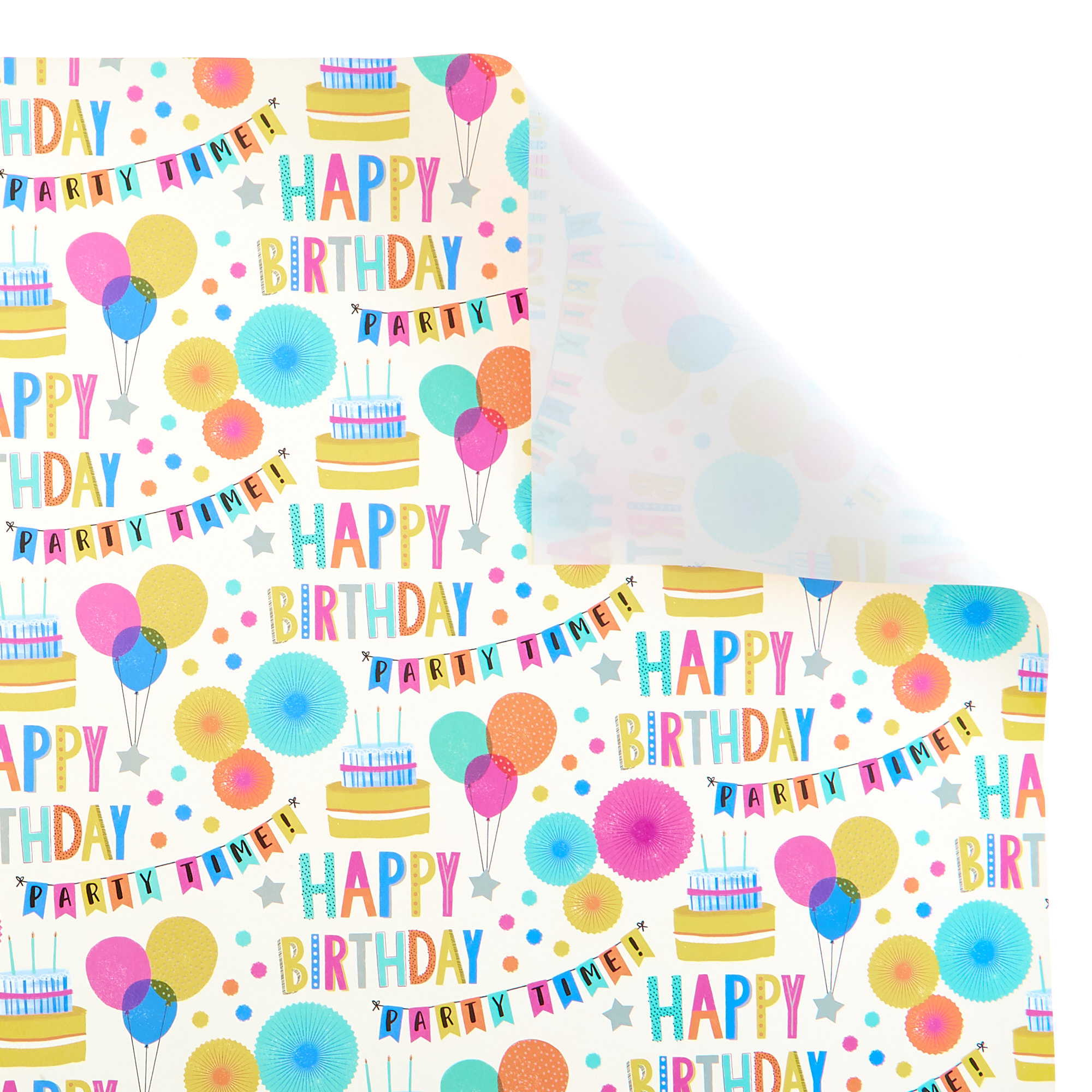 Birthday Cake & Balloons Gift Wrap - 1 Sheet