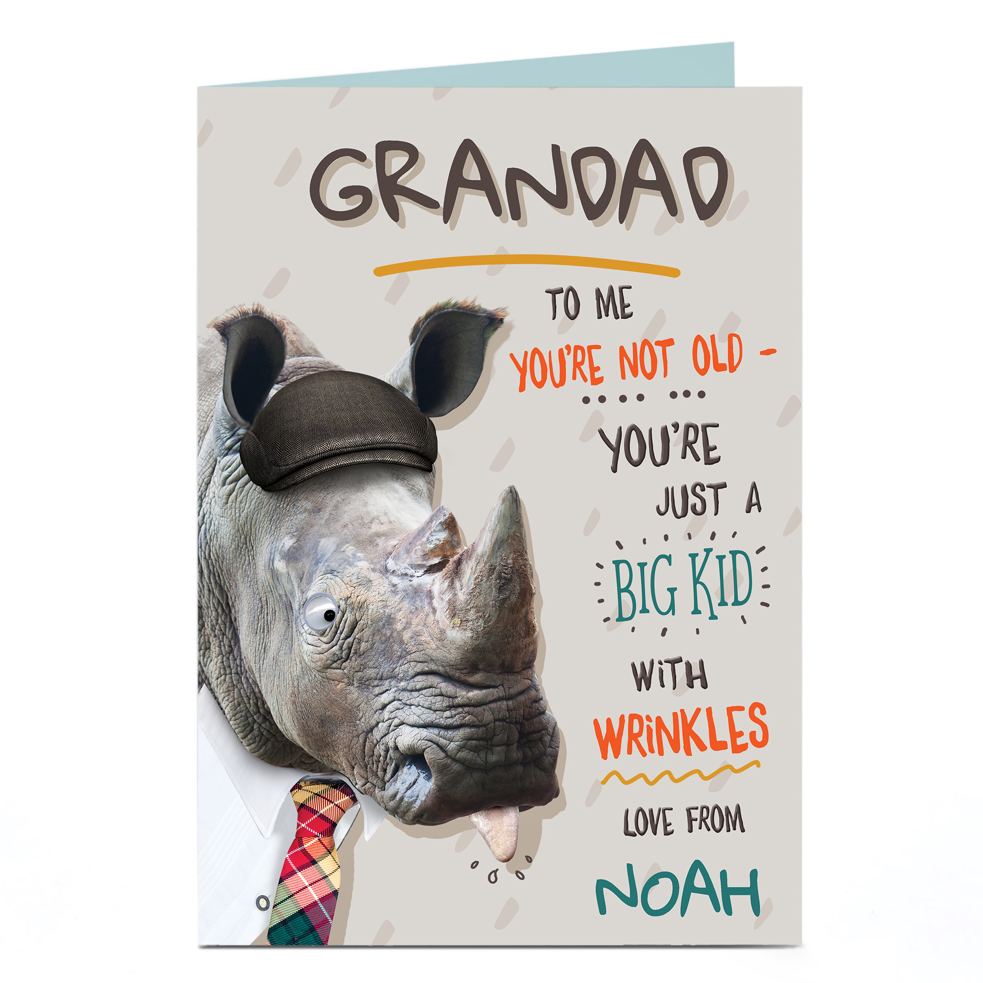 Personalised Father's Day Card - Grandad, Funny Rhino Card