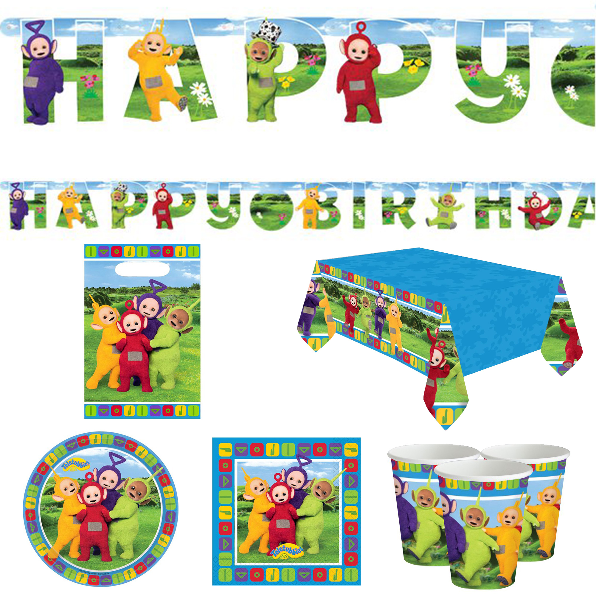 Teletubbies Party Tableware & Decorations Bundle - 8 Guests