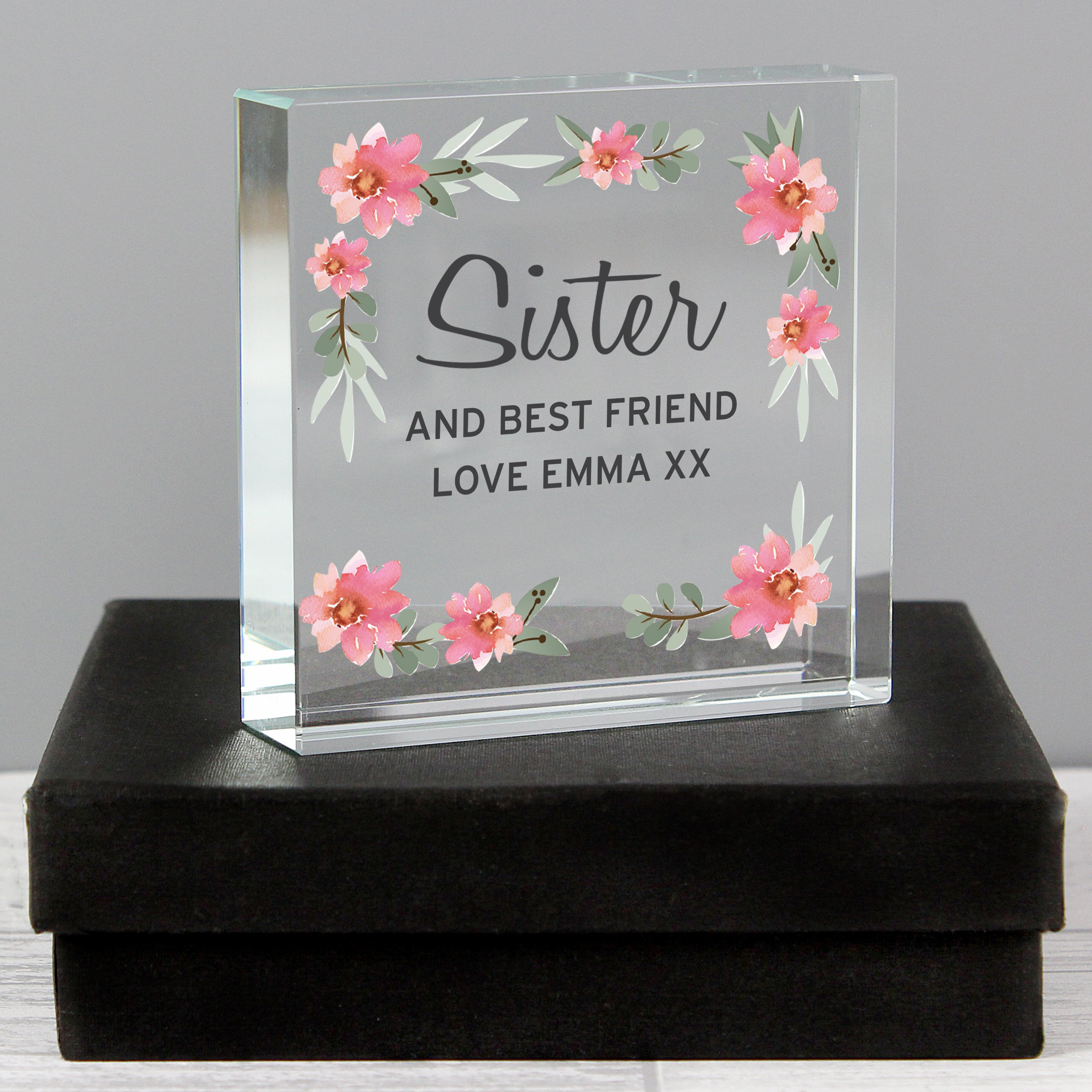 Personalised Floral Sentimental  Crystal Token