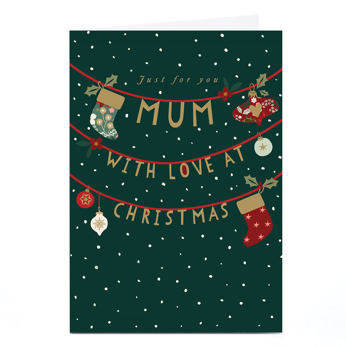 Christmas Card - Love At Christmas Stocking Bunting, Mum