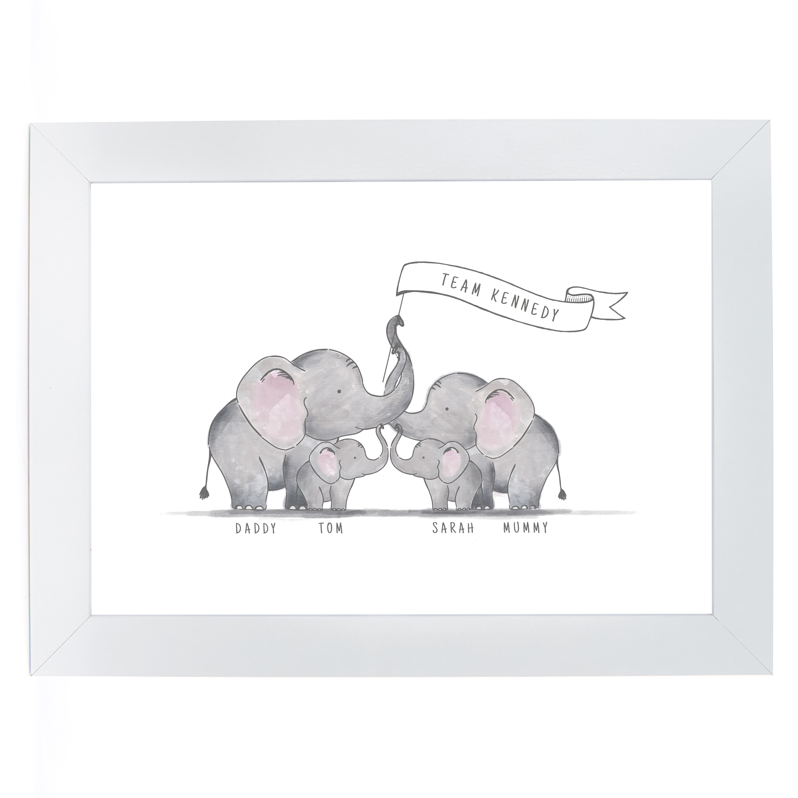 Personalised Print - Family Of Elephants