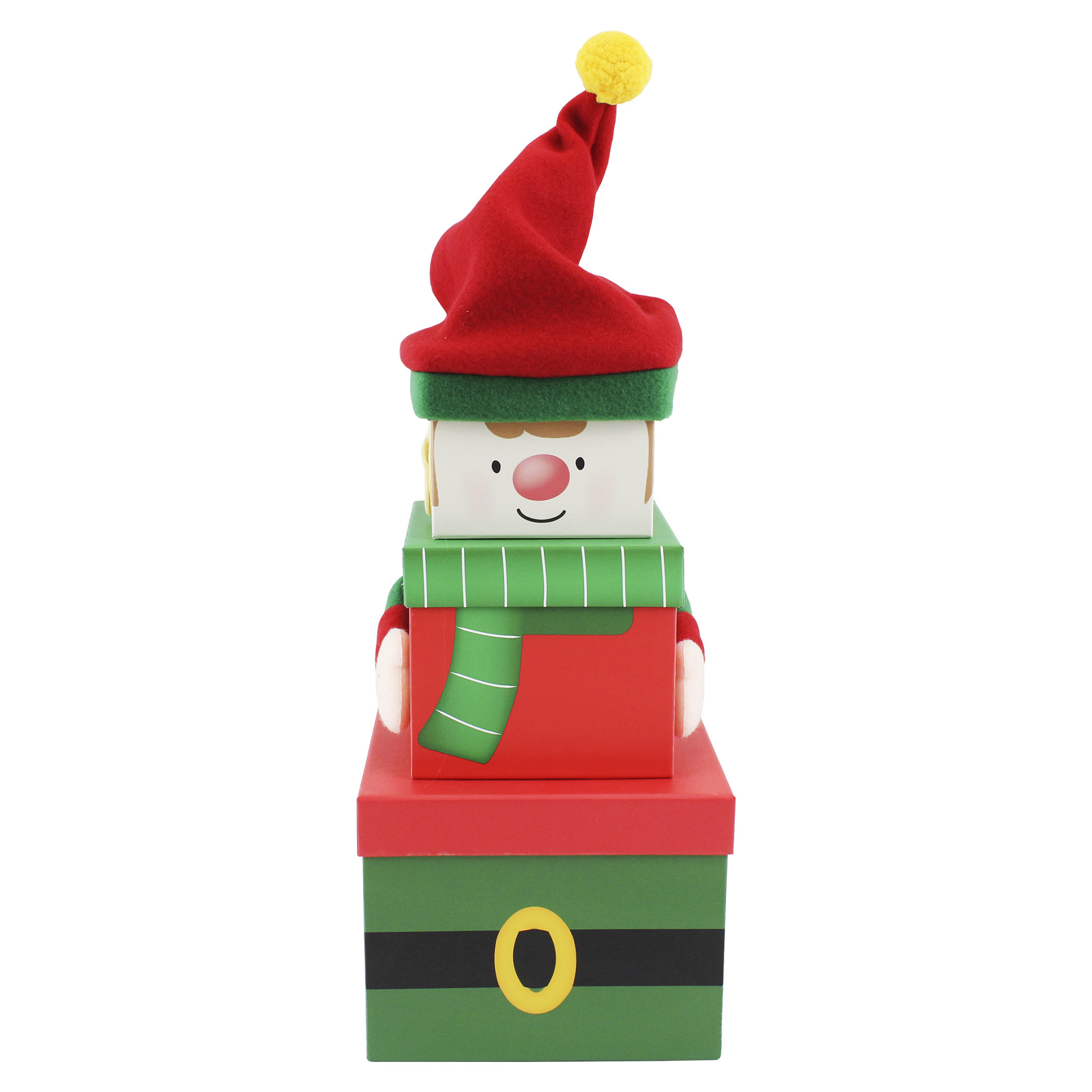 Plush Christmas Elf Gift Boxes - Set Of 3 