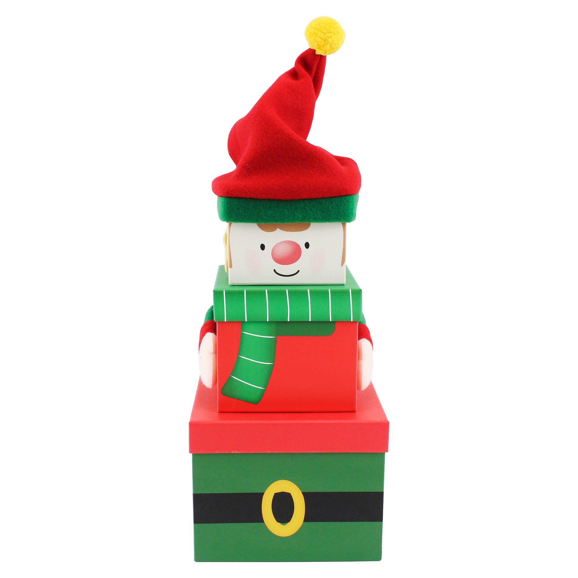 Plush Christmas Elf Gift Boxes - Set Of 3 