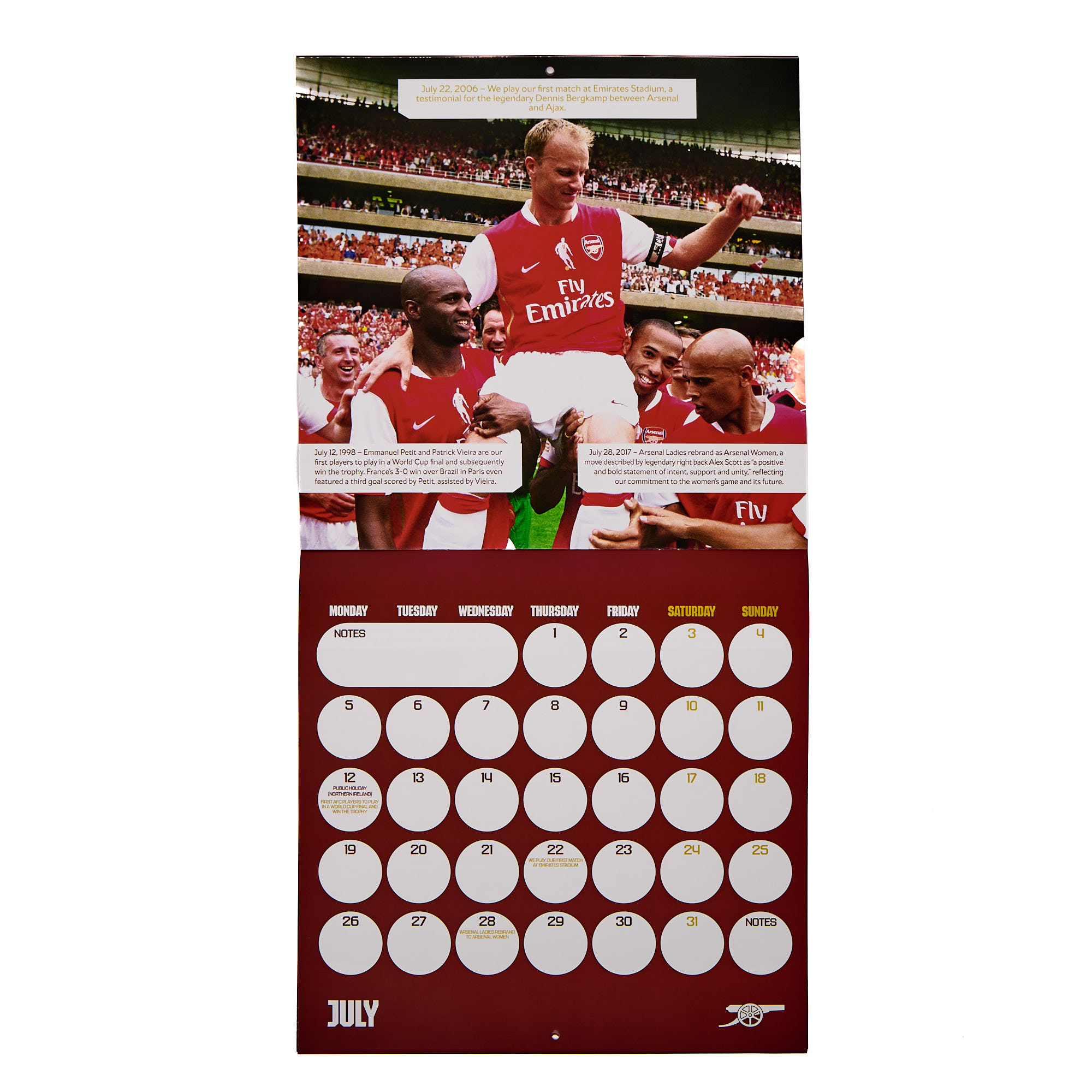 Arsenal FC 2027 Square Wall Calendar