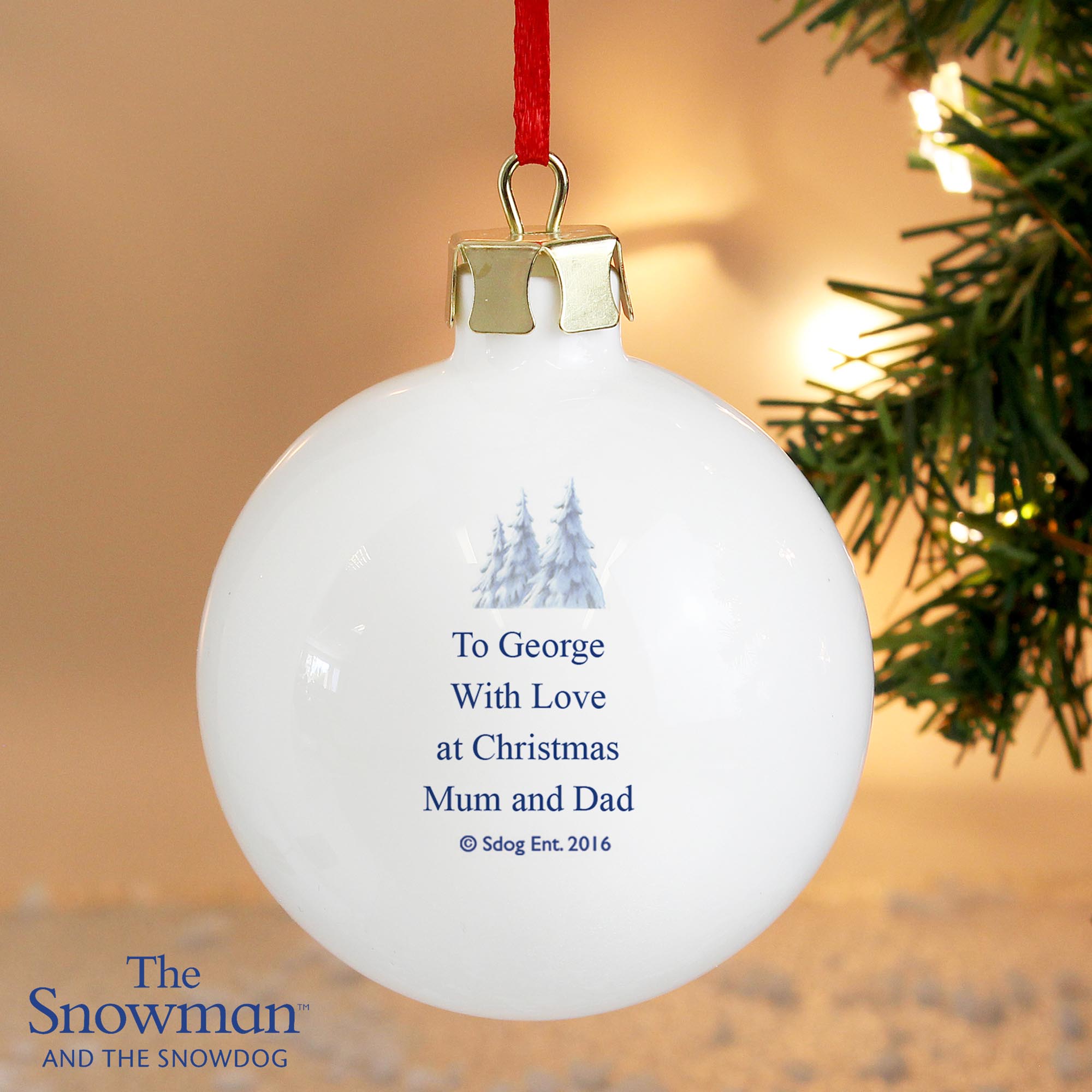Personalised The Snowman & the Snowdog Bauble