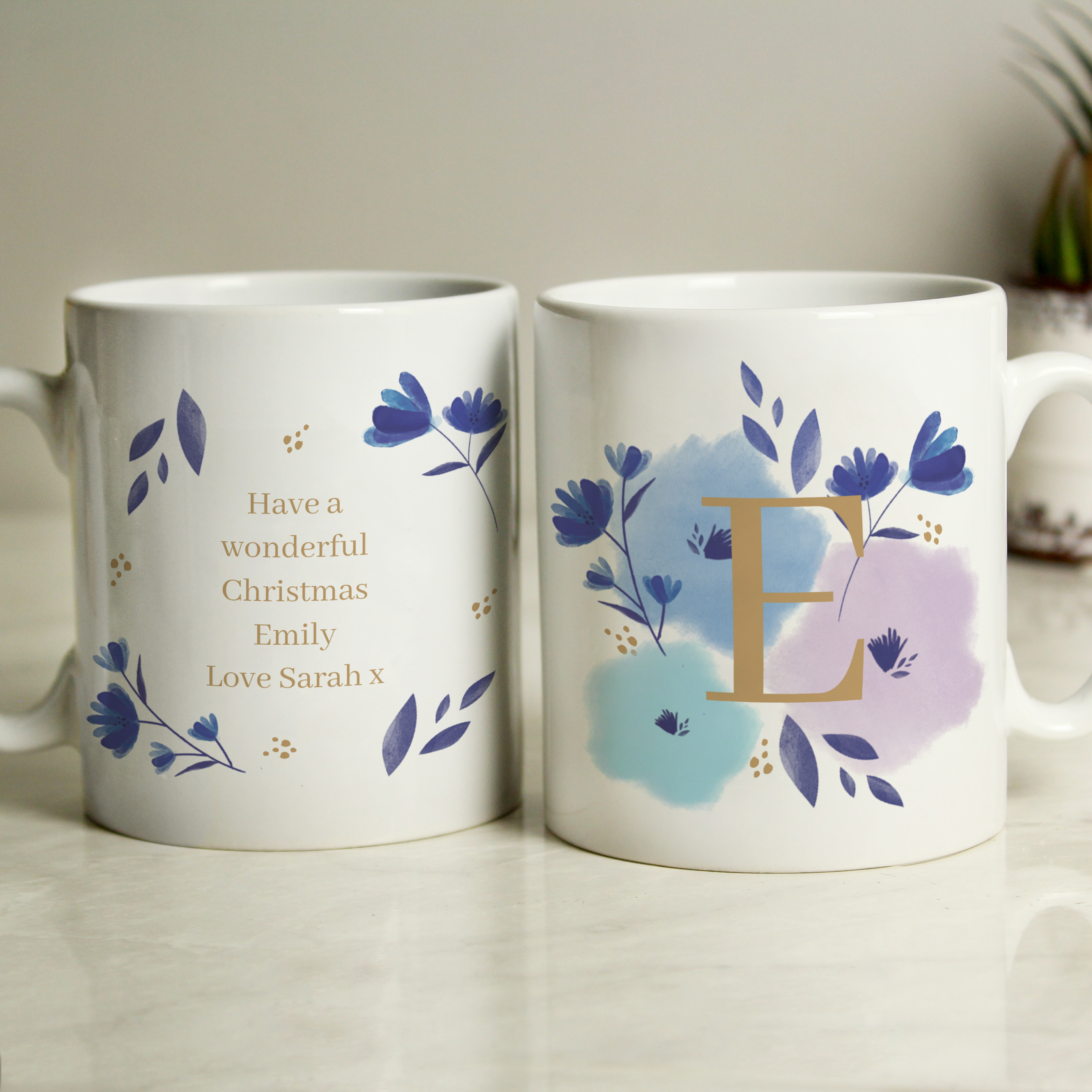 Personalised Floral Initial Mug