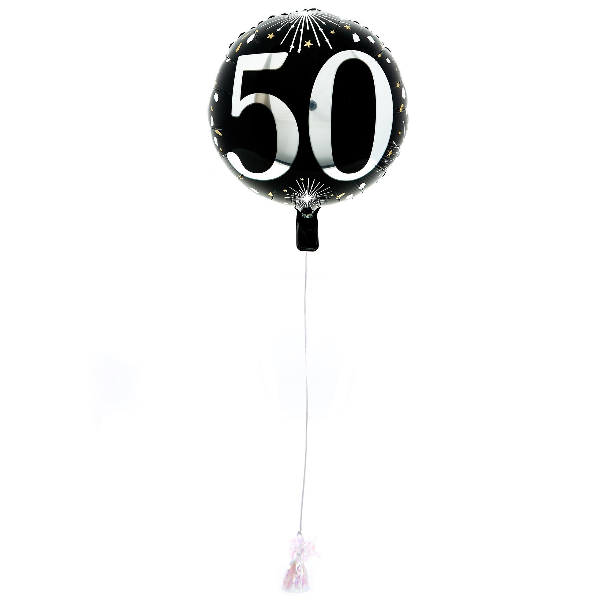 Silver & Black 50th Birthday Balloon & Lindt Chocolate Box
