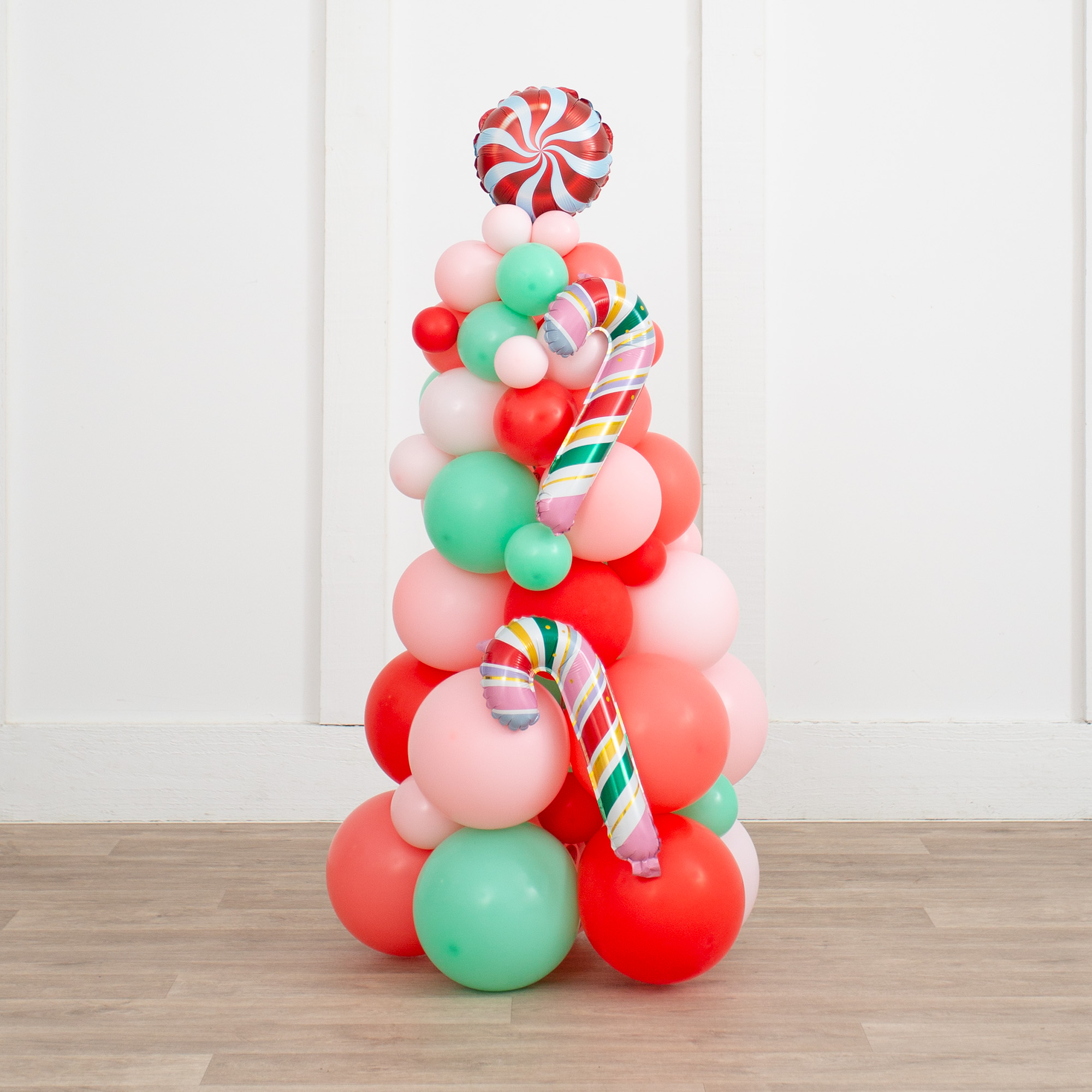 3ft Candy Cane Air-Filled Christmas Tree Balloon Stack - Delivered Inflated!