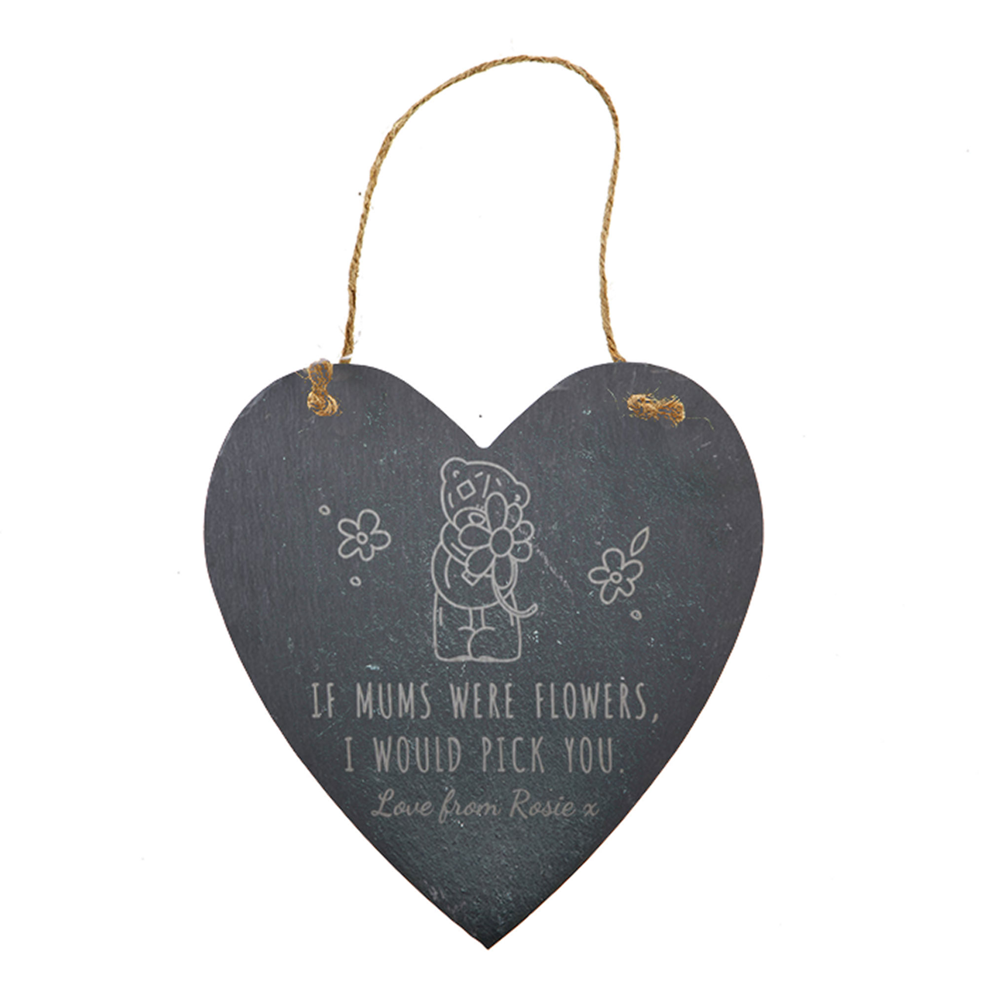 Personalised Engraved Medium Me to You Hanging Heart Slate - If Mums Were Flowers