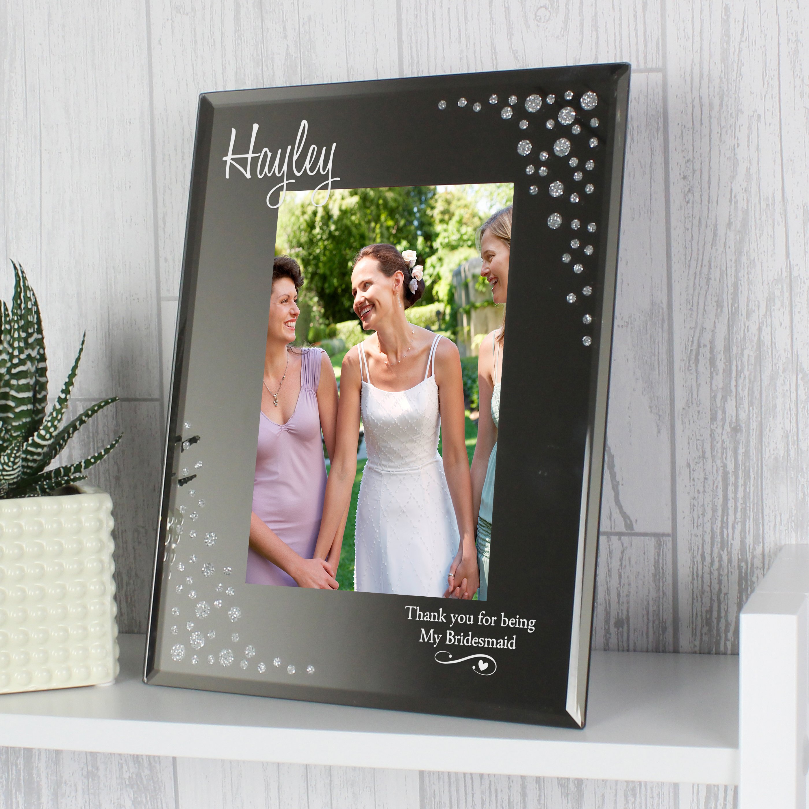 Personalised Swirls & Hearts Diamante Glass Photo Frame
