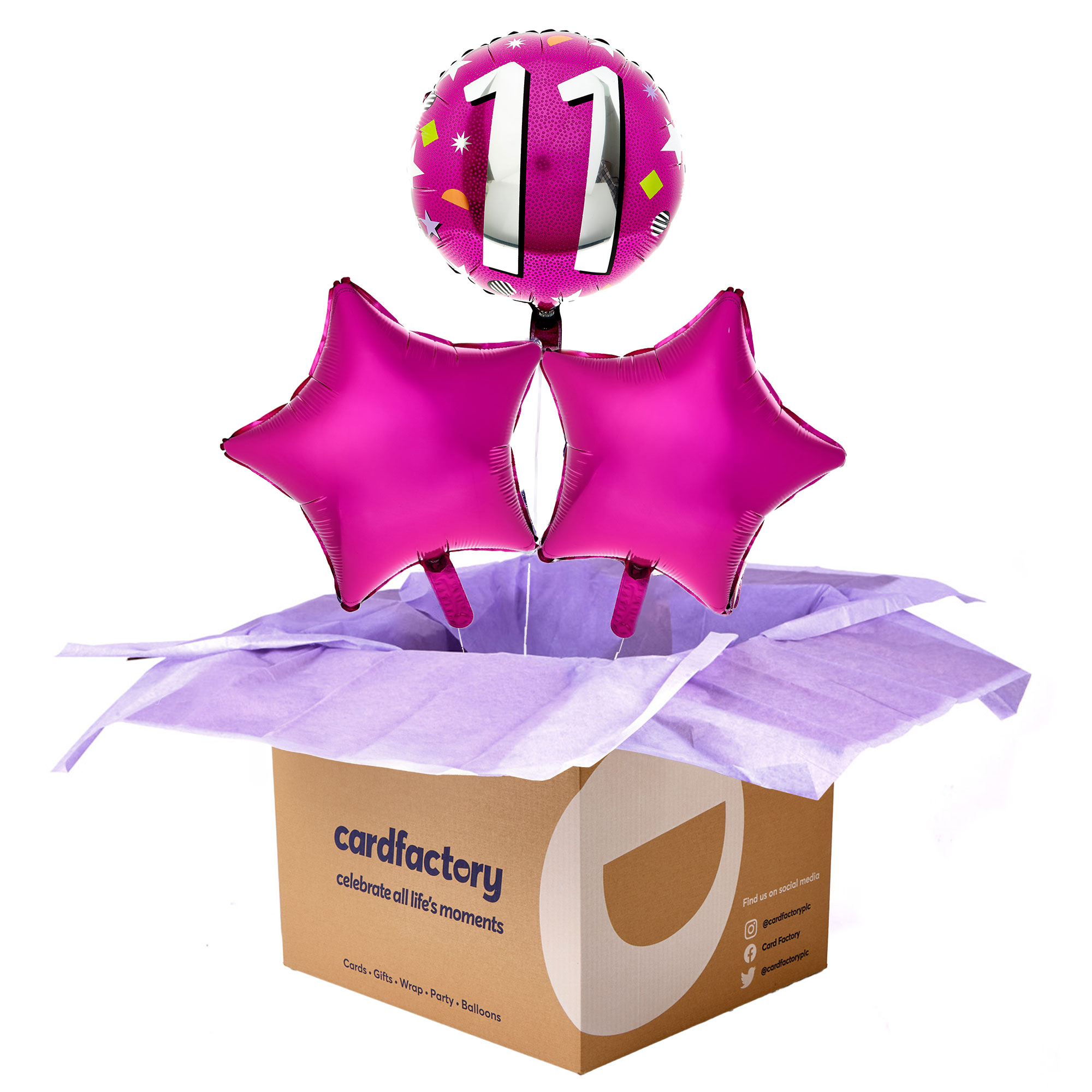 Pink & Silver 11th Birthday Balloon Bouquet - DELIVERED INFLATED!